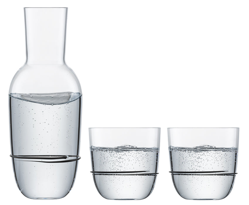 Zwiesel Glas Aura Set Dekantierer mit 2 Tummlern Schwarz – 3 Stück