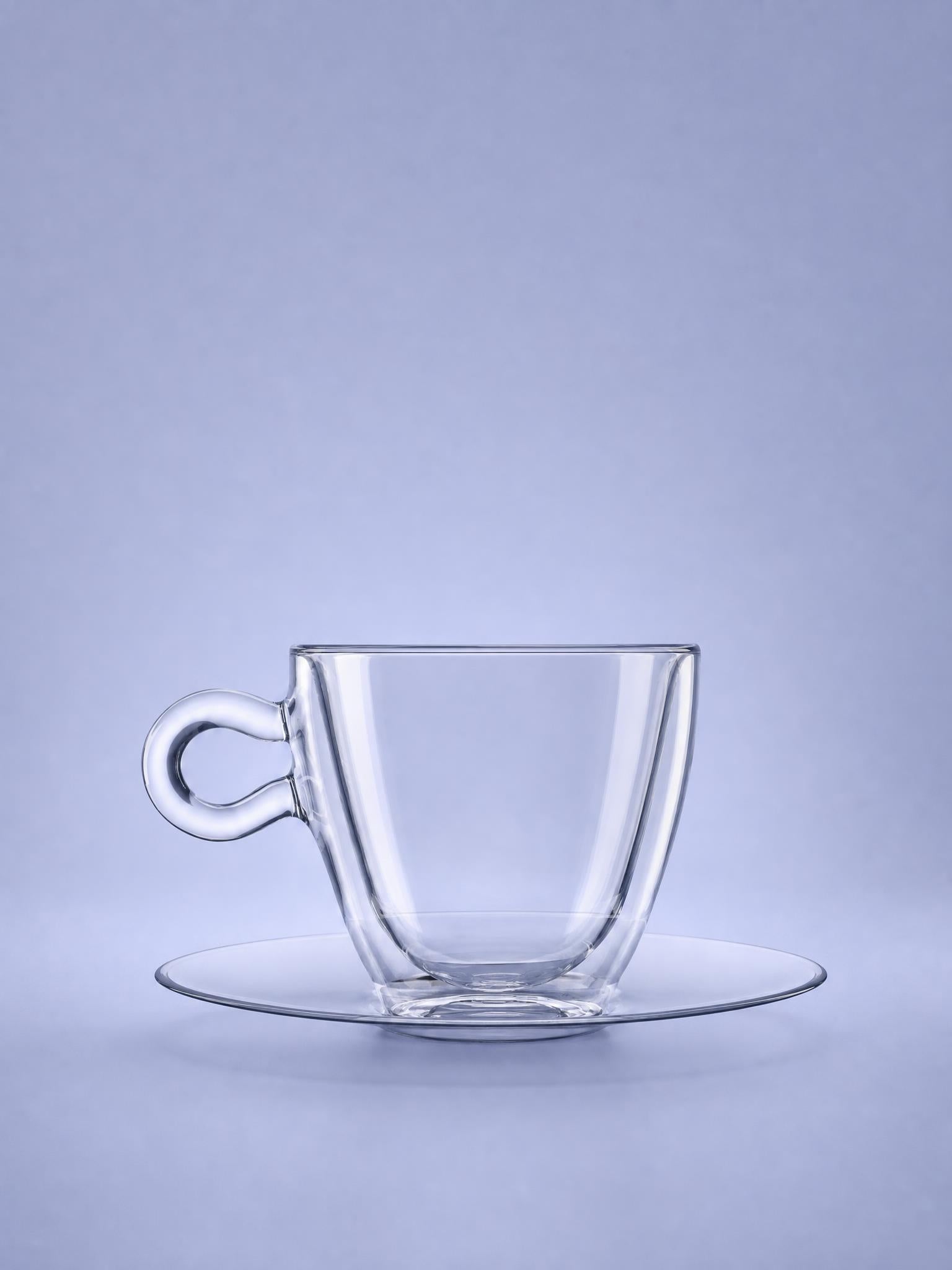 Luigi Bormioli Thermic Glass Kaffeeglas 30 cl mit Edelstahlschale – 2 Stück