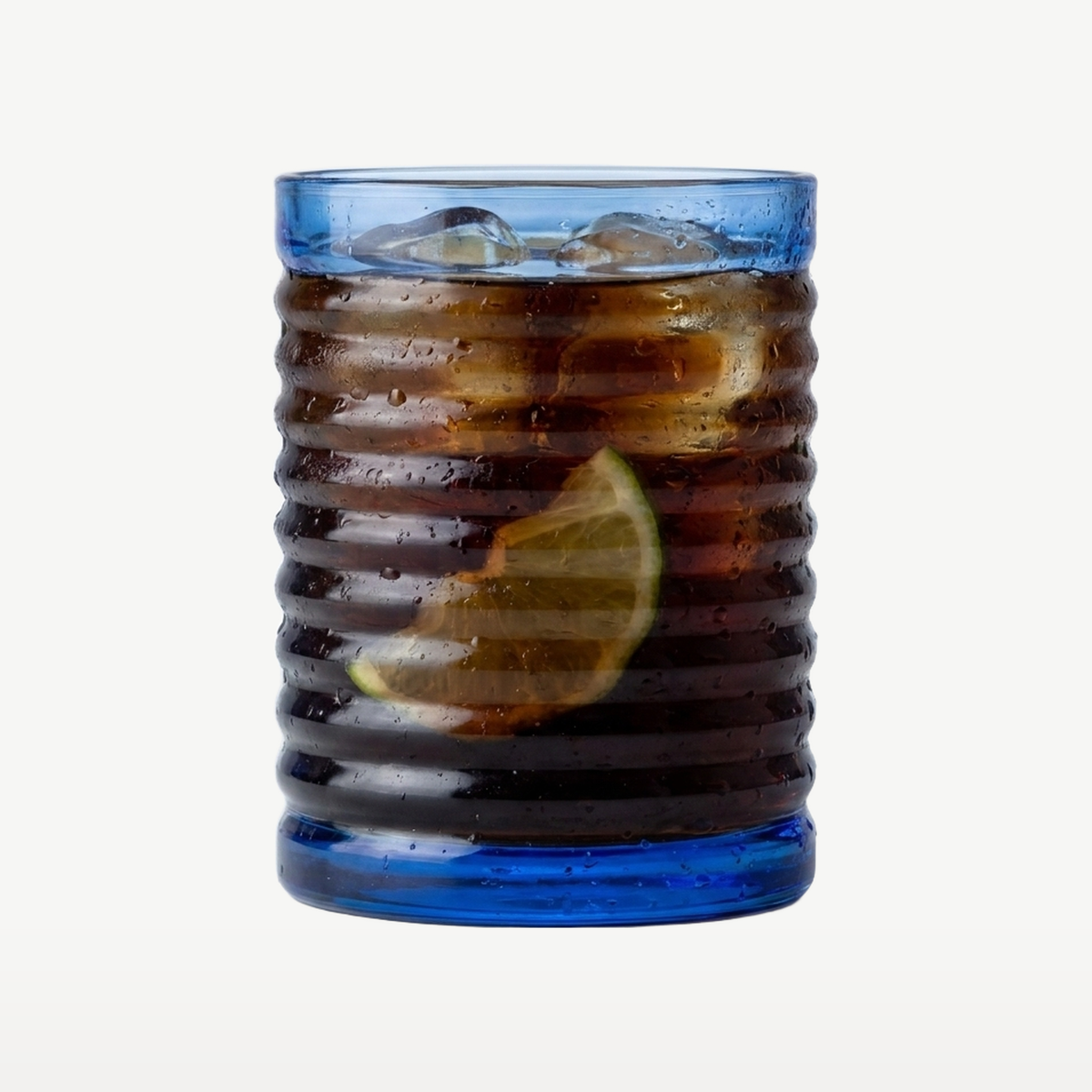 J-Line Waterglas 28 Cl Geribbeld Kobaltblauw - Glazen.nl