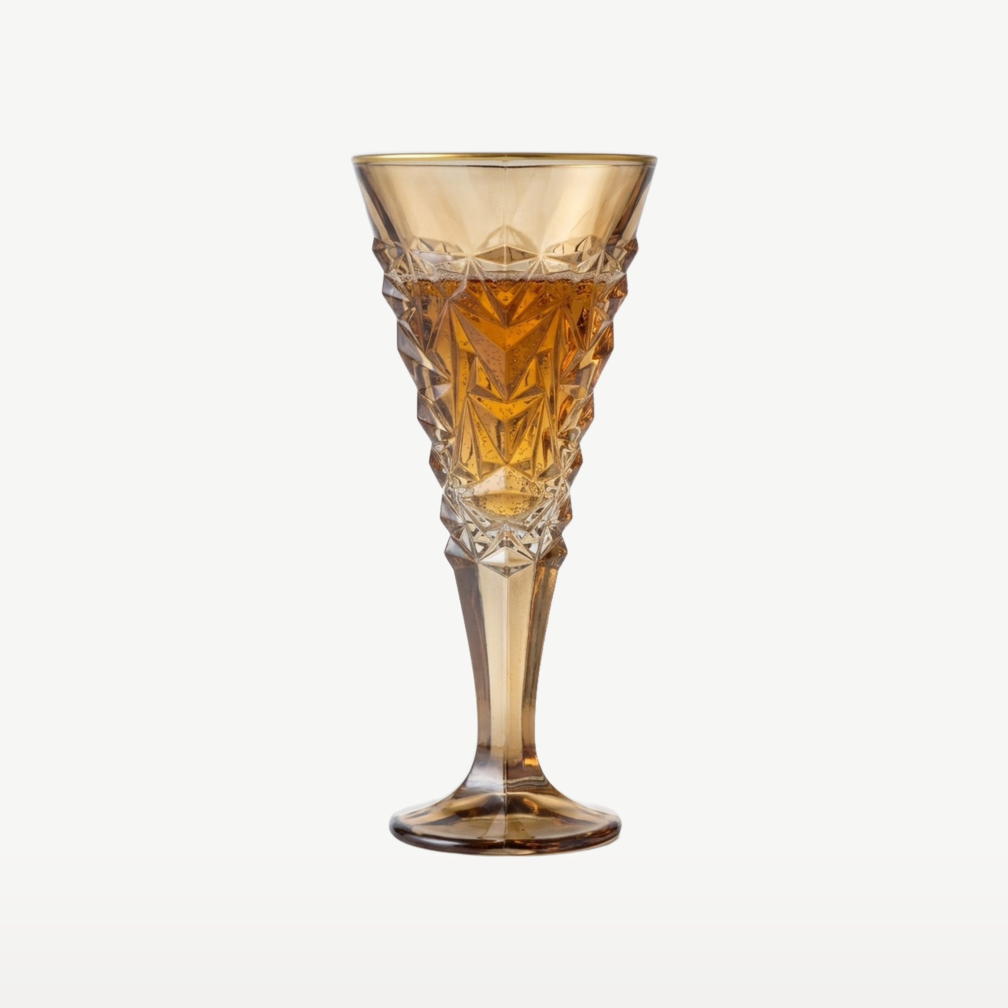 J-Line Champagneglas Relief Gouden Rand Groot Okergeel/Brons - Glazen.nl