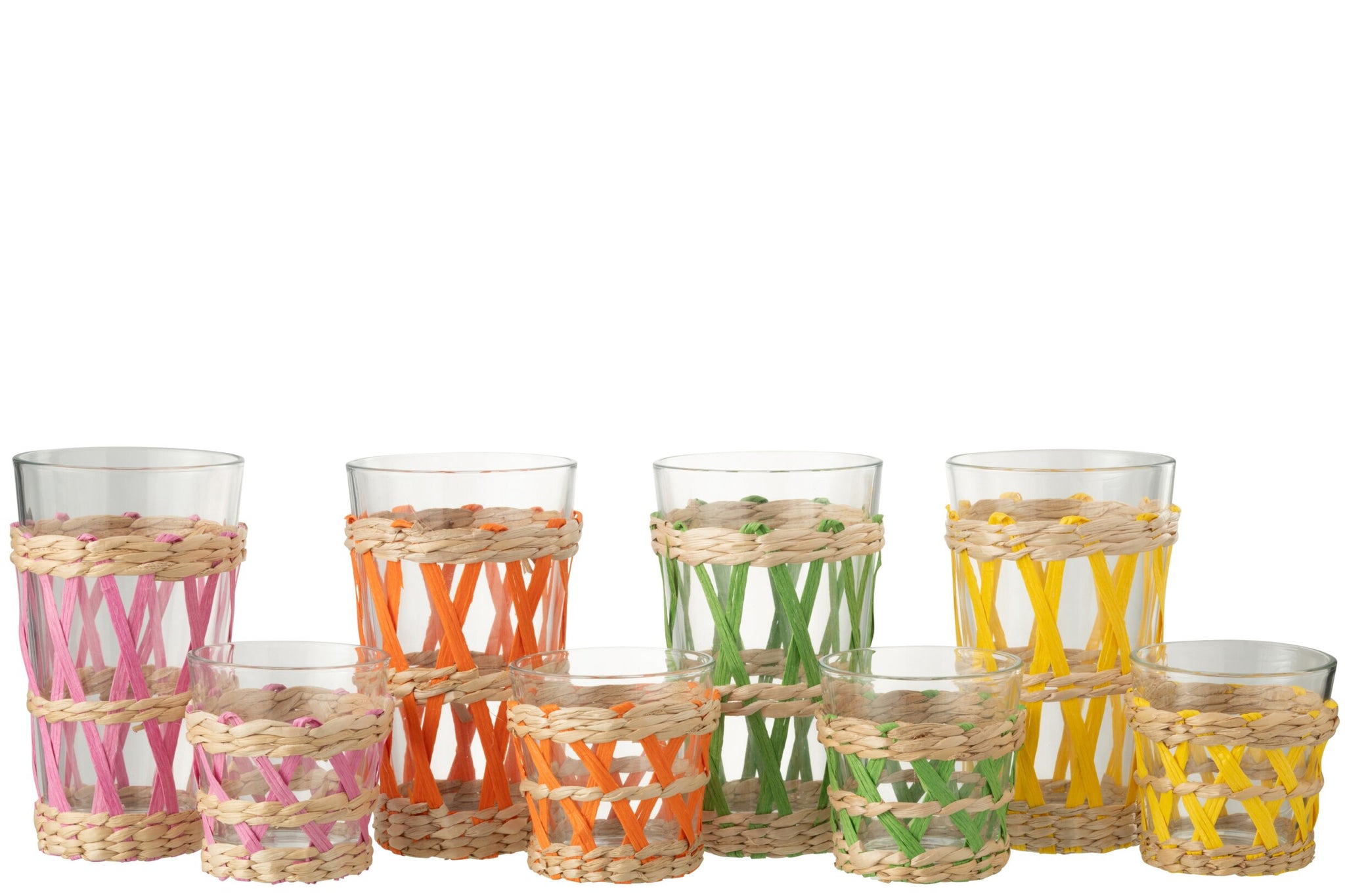 J-Line Water Glass Woven Large Assorted - 4 Pieces