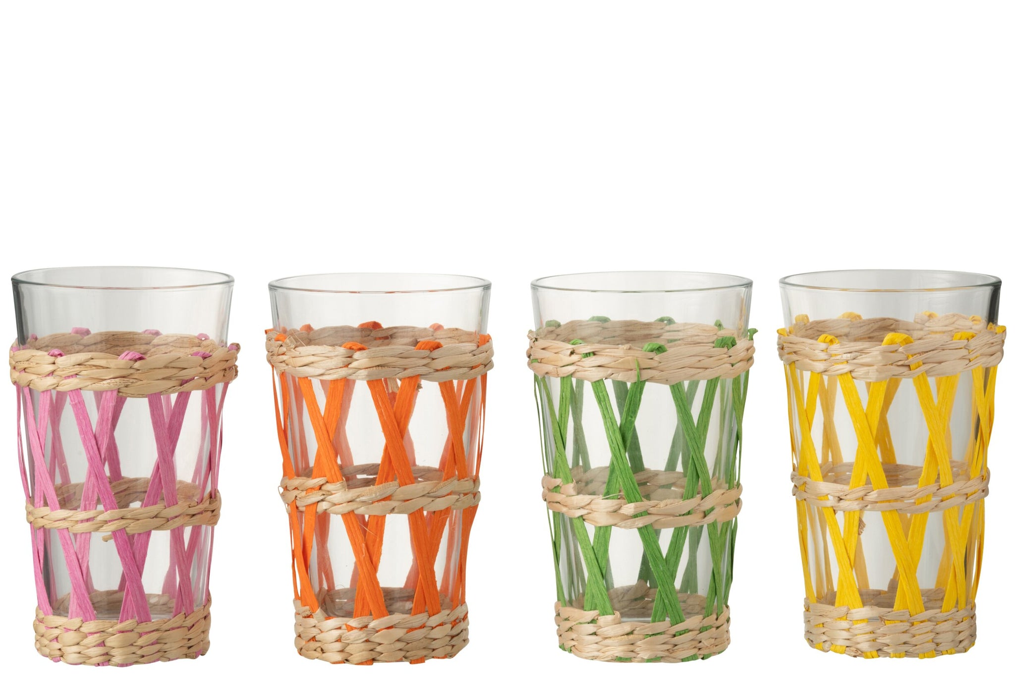 J-Line Water Glass Woven Large Assorted - 4 Pieces