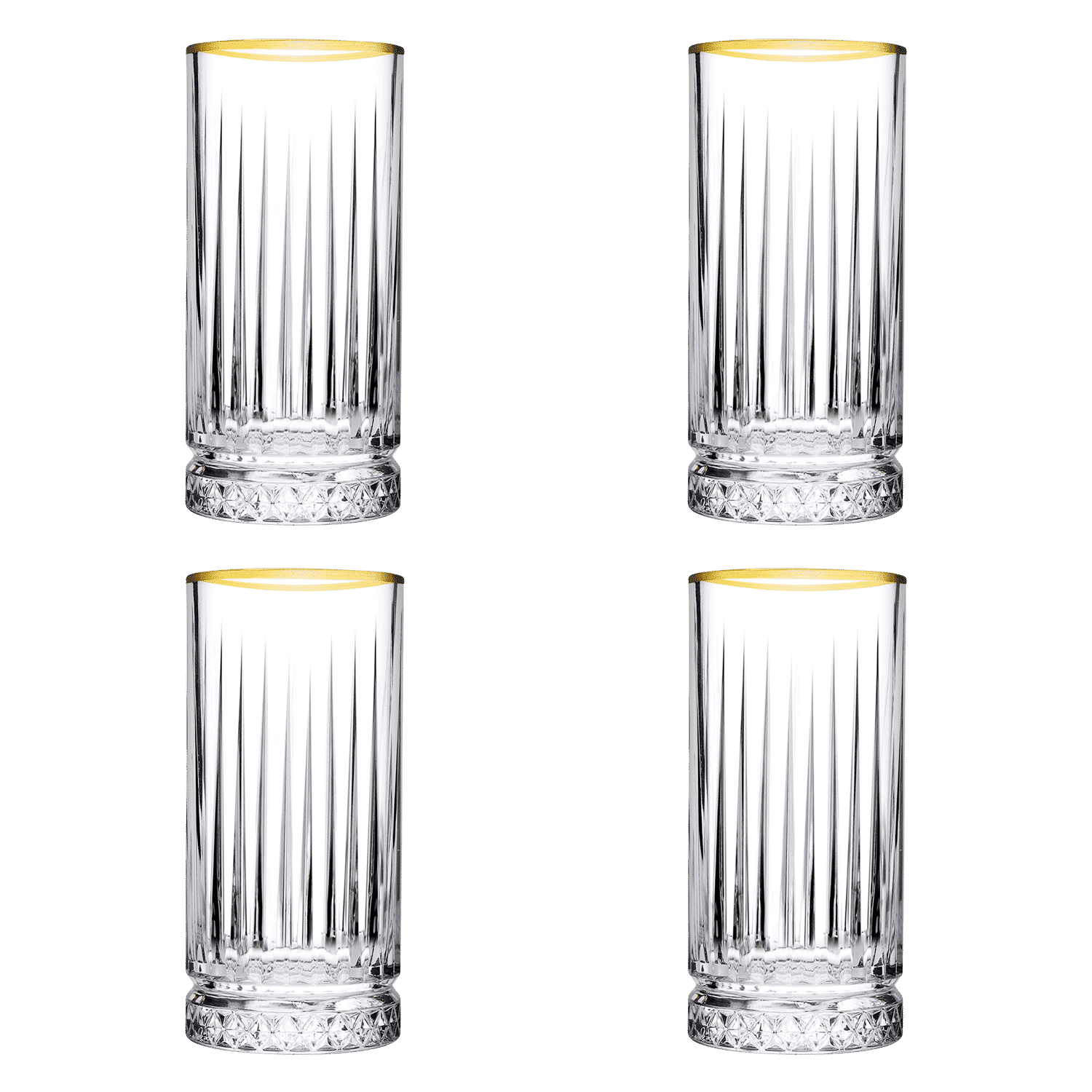 Pasabahce Elysia Longdrinkglas 28 Cl Gouden Rand - 4 Stuks - Glazen.nl