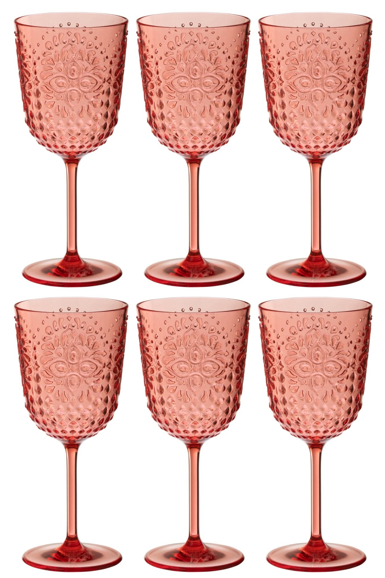 J-Line Plastic Wine Glass Red - 6 Pieces