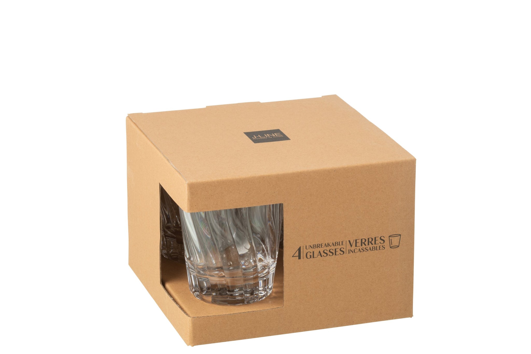 J-Line Wasserglas 42,5 Cl Unzerbrechlich Transparent - 4 Stück