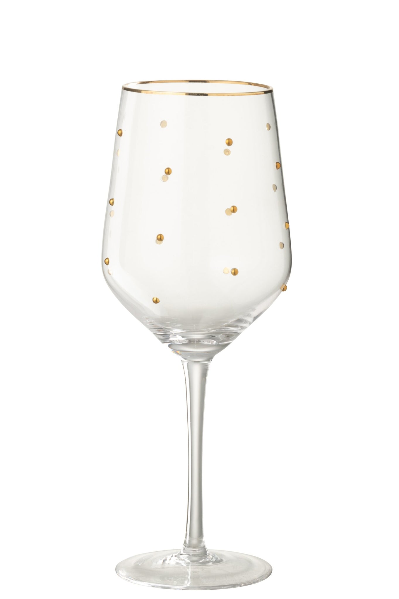 J-Line Weinglas Punkte Transparent/Goldfarben
