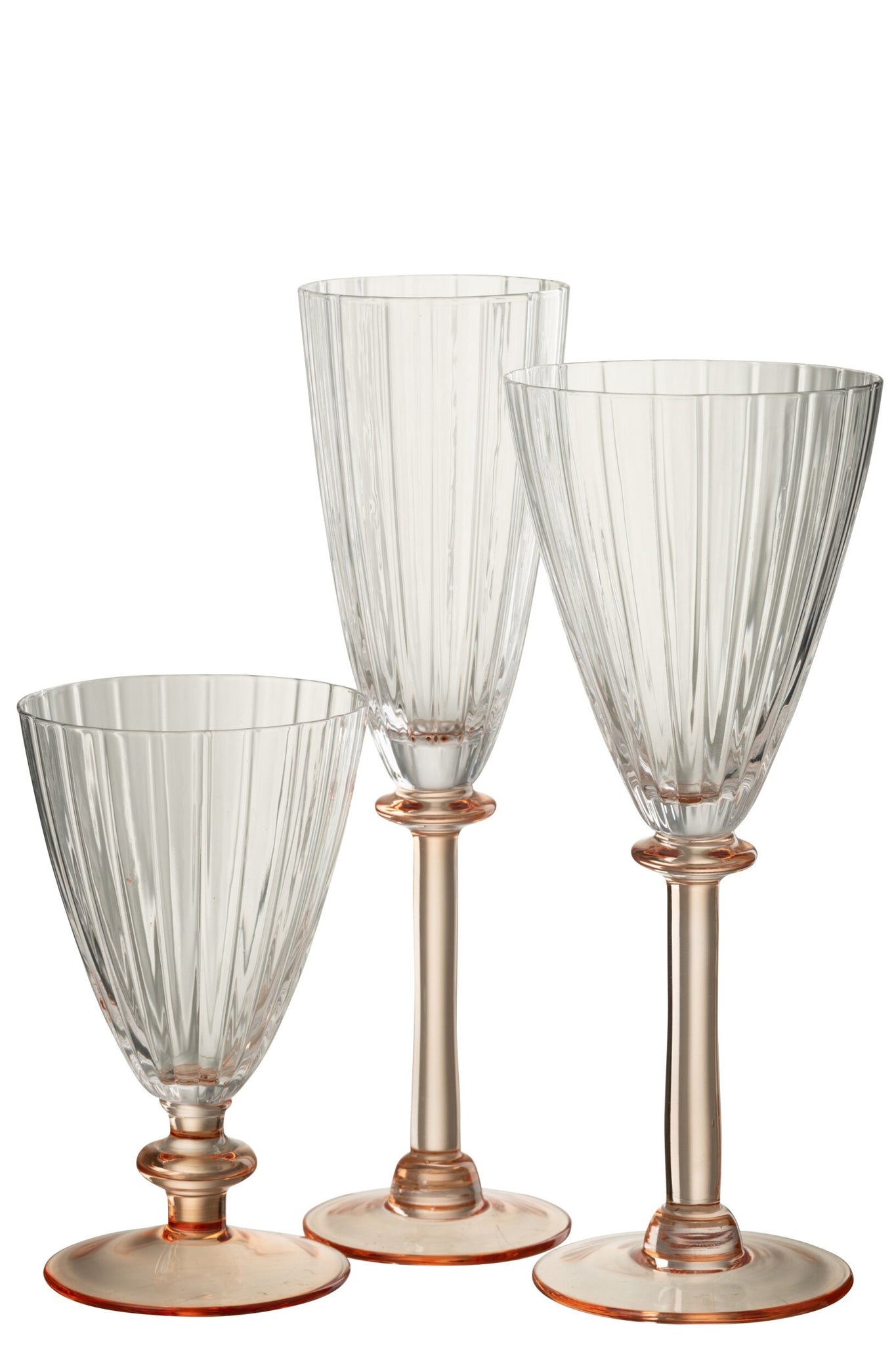 J-Line Gestreiftes Champagnerglas Transparent/Lachsrosa