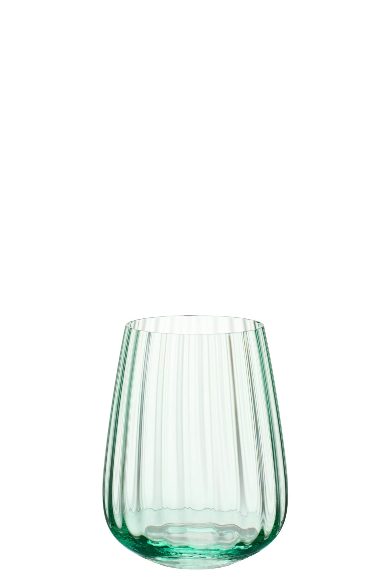 J-Line Wasserglas Geriffelt Hoch Grün