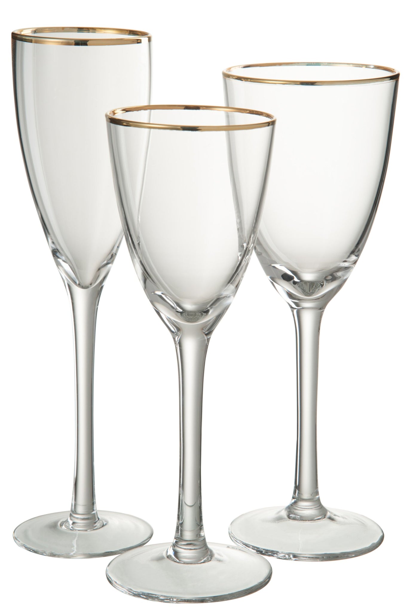 J-Line Champagne Glass Gold Rim Transparent/Gold