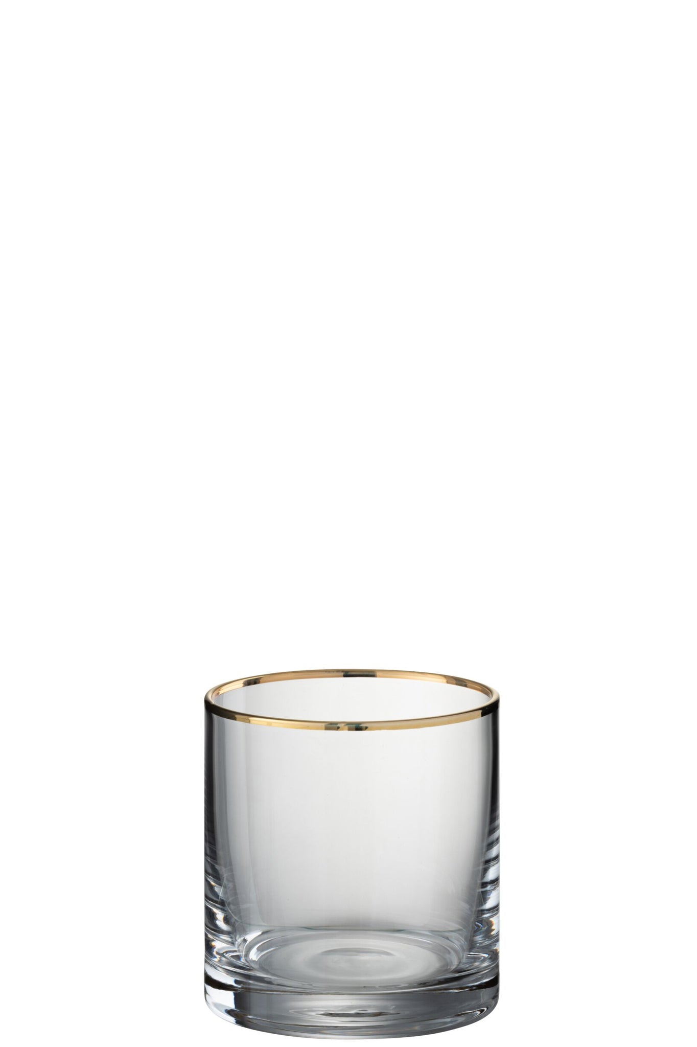J-Line Wasserglas Zylinder mit goldenem Rand Transparent/Gold