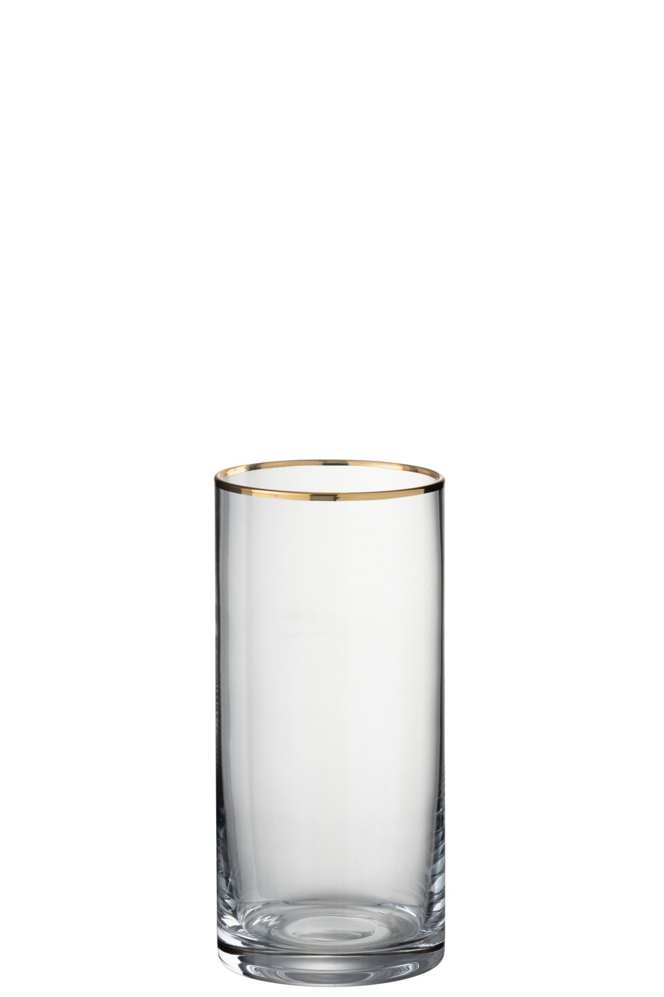 J-Line Water Glass 45 Cl Tall Cylinder Gold Rim Transparent/Gold