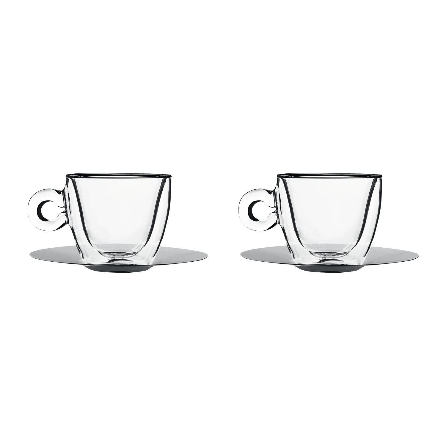 Luigi Bormioli Thermic Glass Cappuccinoglas 16,5 Cl Met Rvs Schotel - 2 Stuks - Glazen.nl