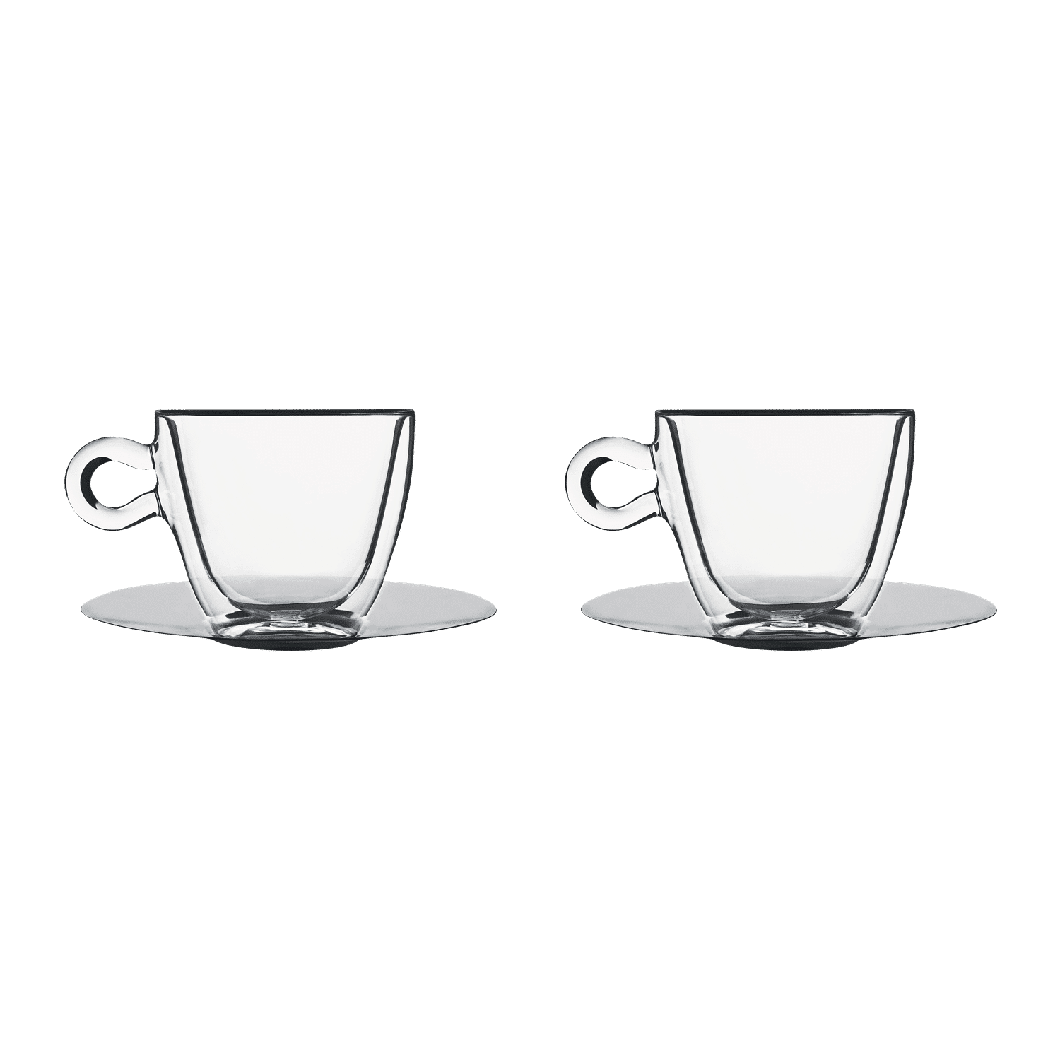 Luigi Bormioli Thermic Glass Koffieglas 30 Cl Met Rvs Schotel - 2 Stuks - Glazen.nl
