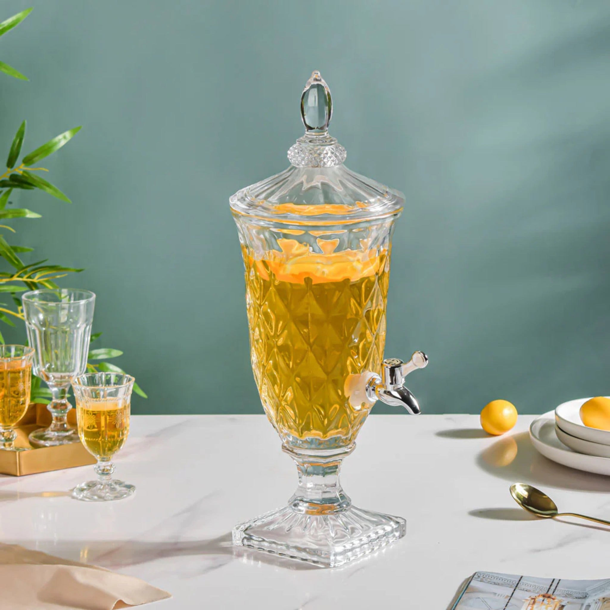 Bar Professional Drankdispenser Glas met Tap 5 Liter op tafel