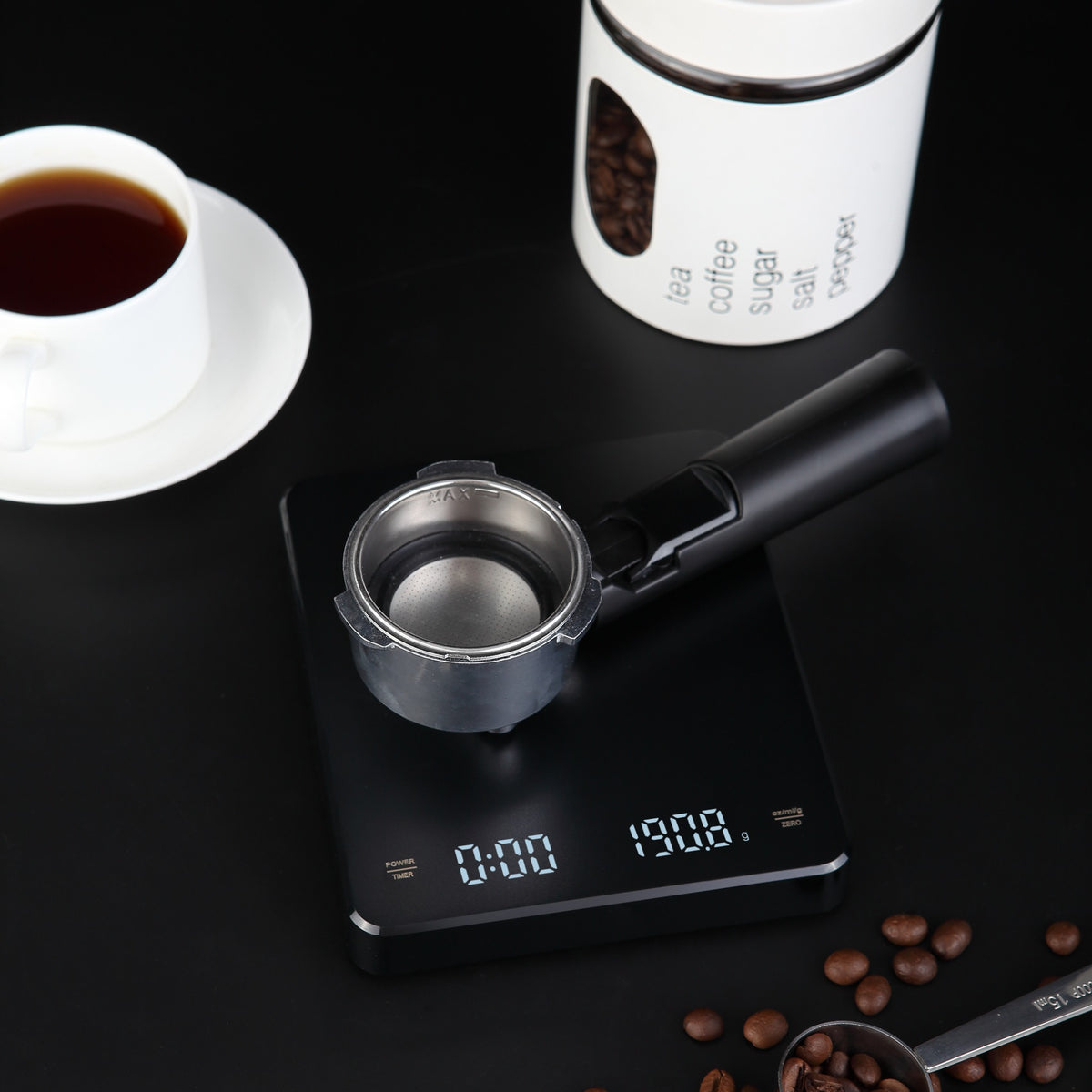 Bar Professional Koffieweegschaal met Timer op de bar
