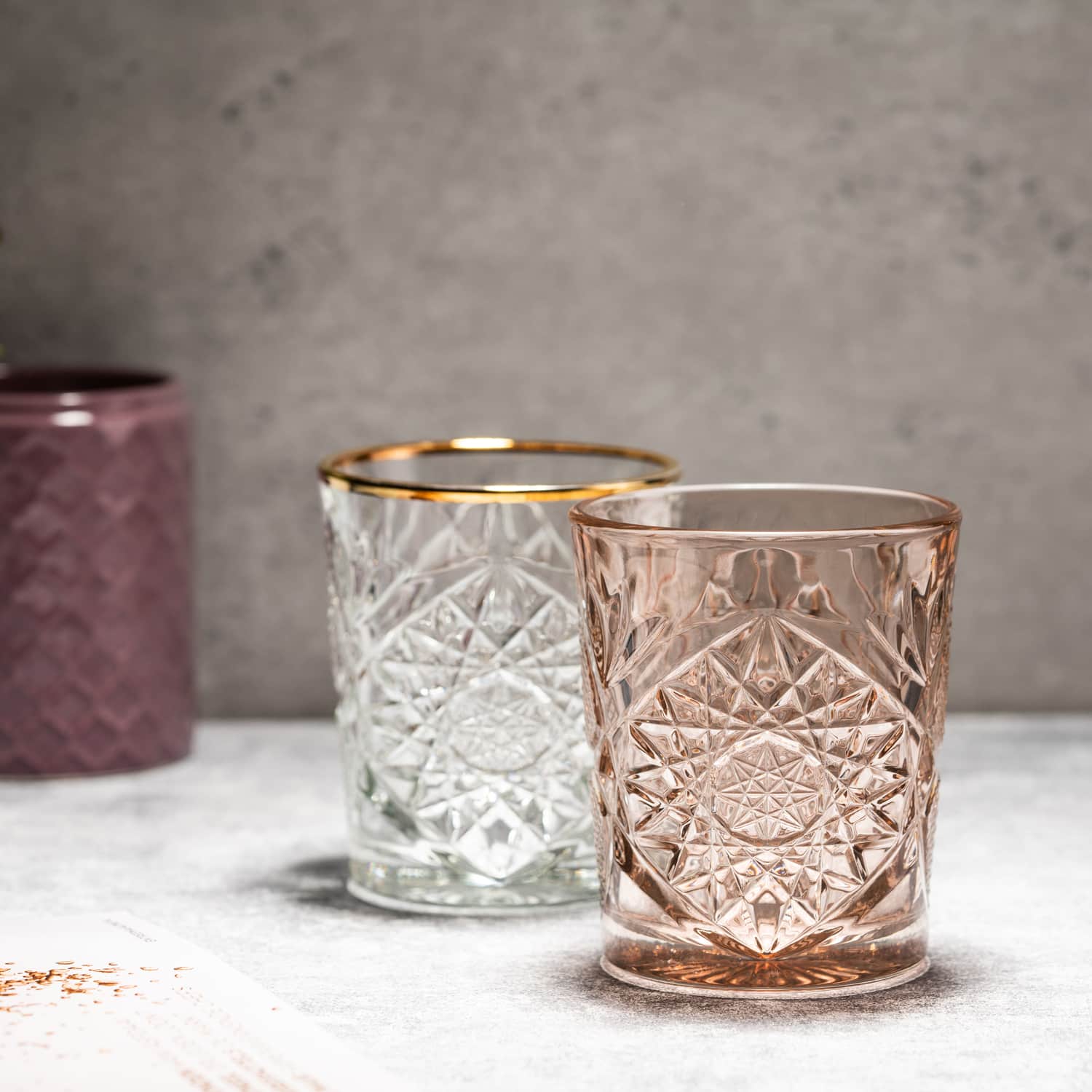 Onis Hobstar / Icon Tumbler 35 Cl Goud Rand - 6 Stuks - Glazen.nl