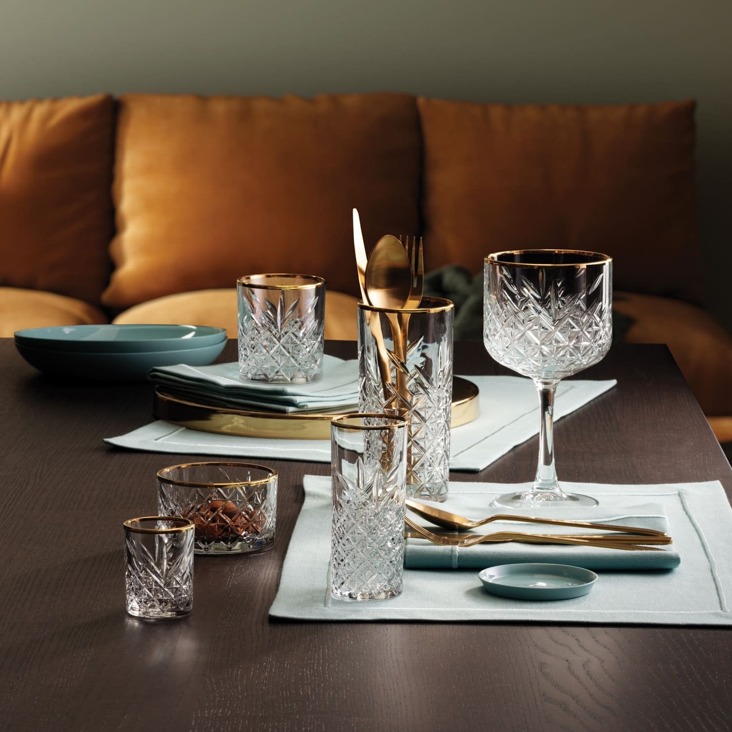 Pasabahce Timeless Tumbler 35,5 Cl Gouden Rand - 4 Stuks - Glazen.nl