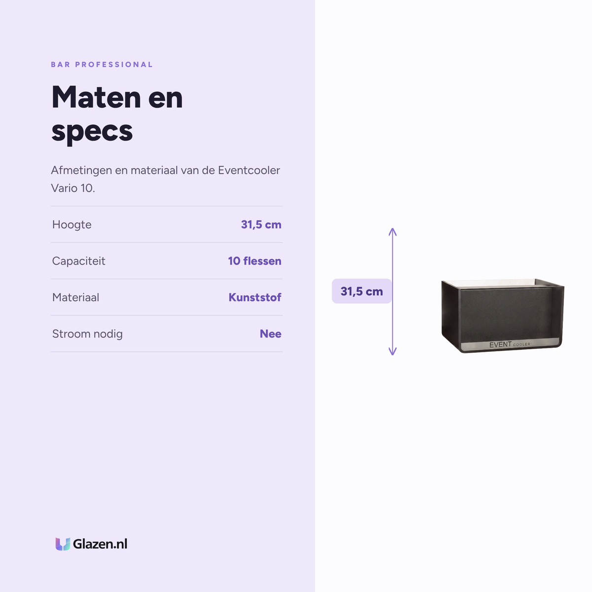 Maten en specificaties van Bar Professional Eventcooler Vario 10 Wijnkoeler