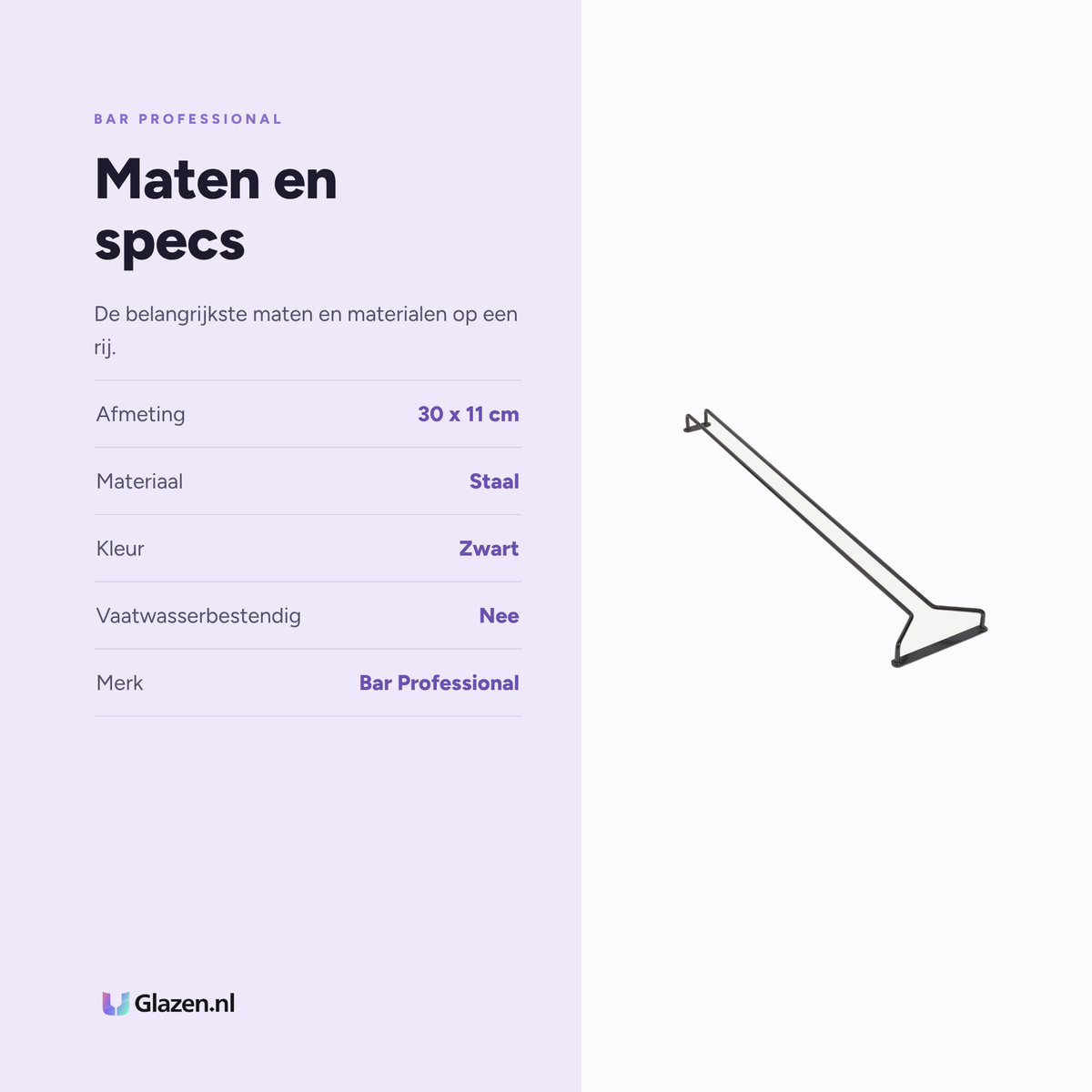 Maten en specificaties van de Bar Professional Glazenrek Zwart 30 Cm
