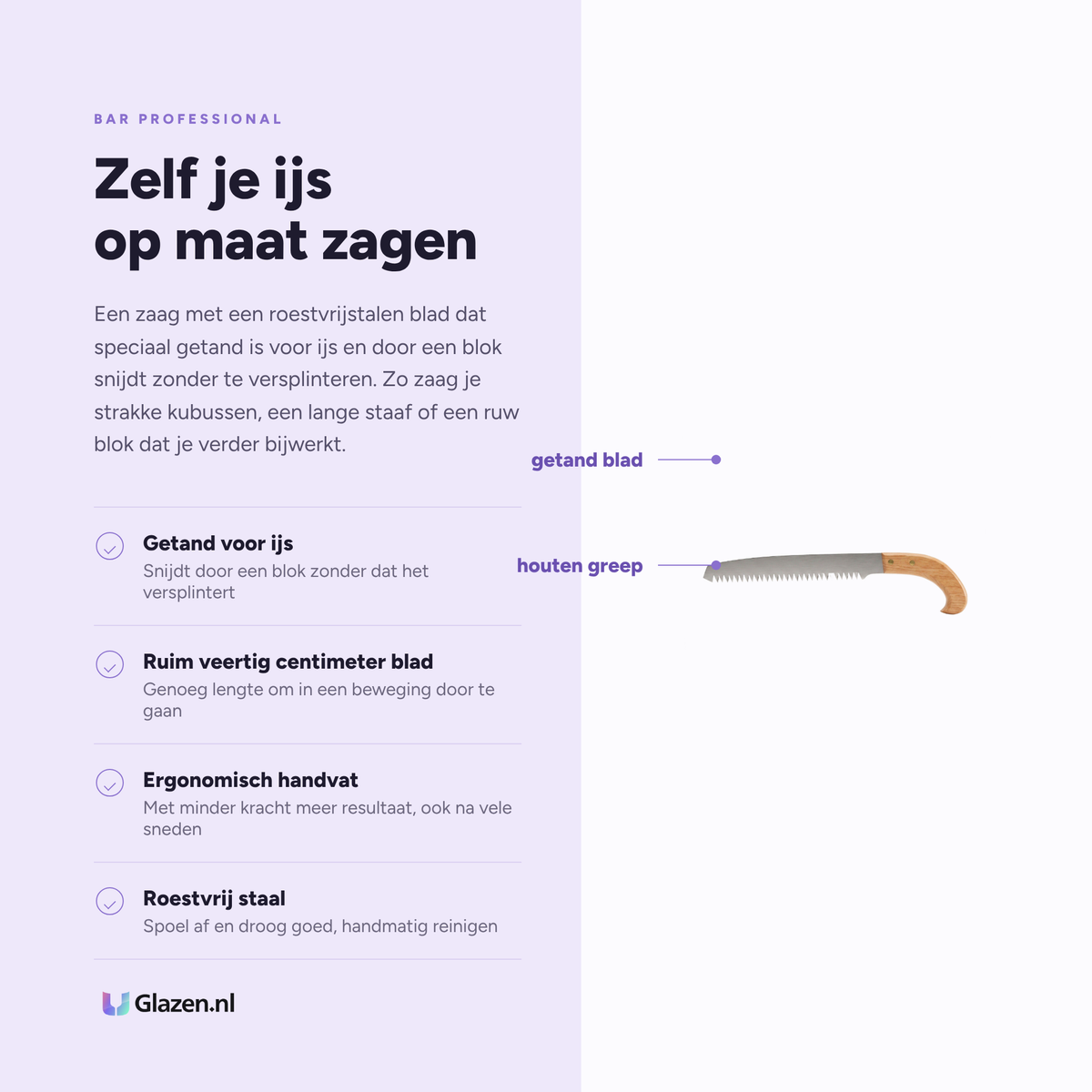 Eigenschappen van de Bar Professional IJszaag RVS