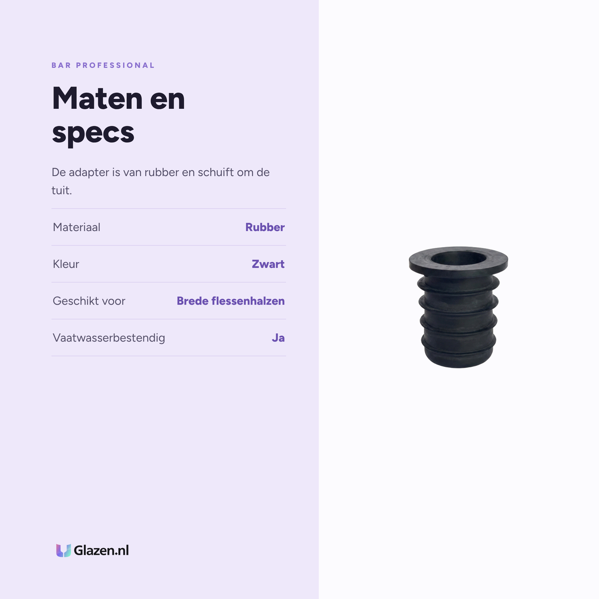 Maten en specificaties van Oversize Kurk Adapter van Bar Professional