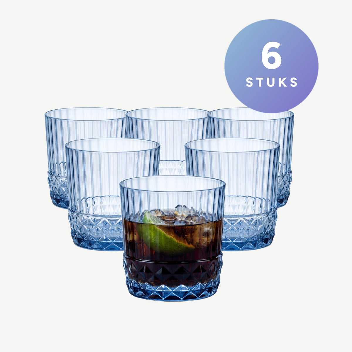 Set van 6 stuks Bormioli Rocco America'20S Tumbler 37 Cl Blauw - 6 Stuks