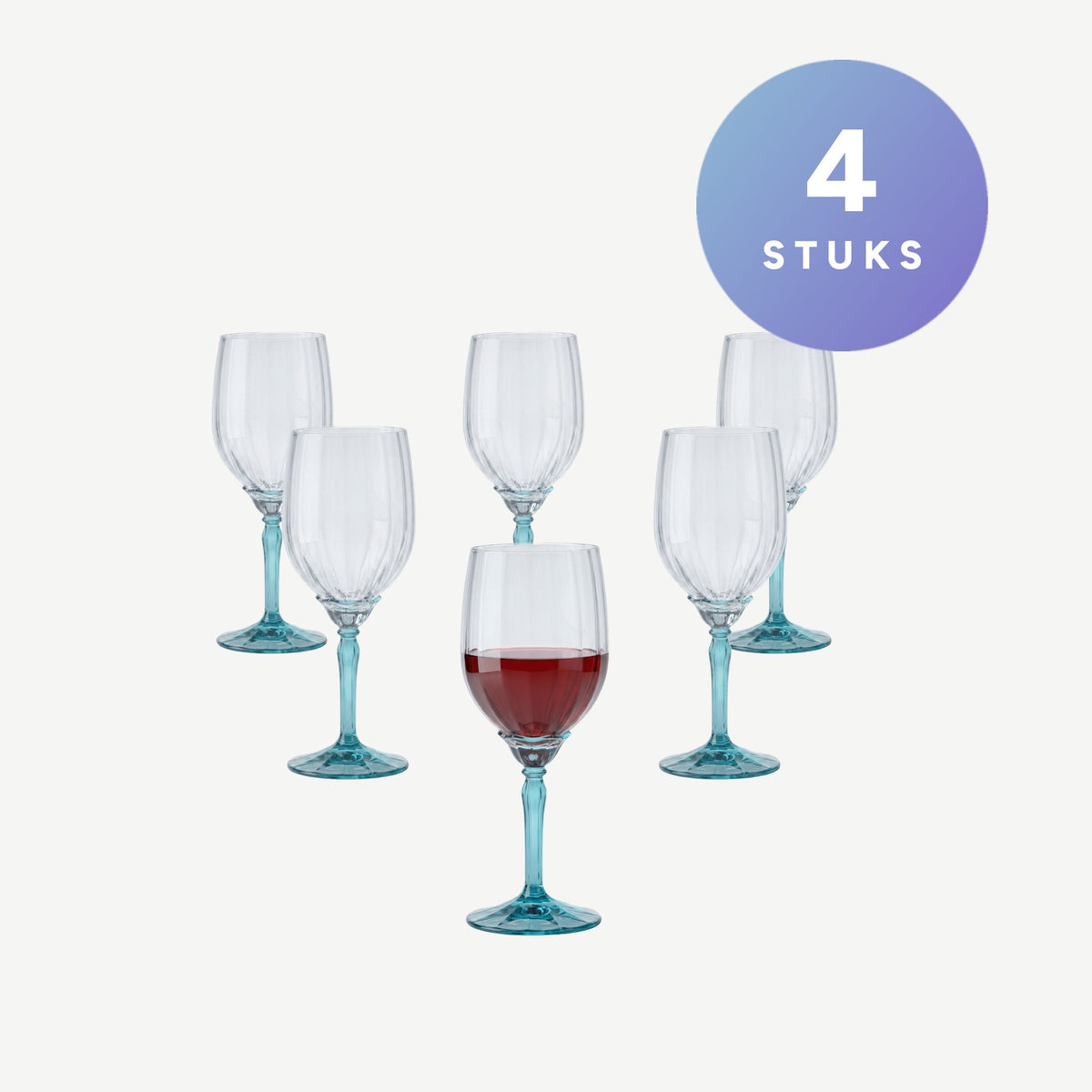Set van 4 stuks Bormioli Rocco Florian Wijnglas 38 Cl Blauw
