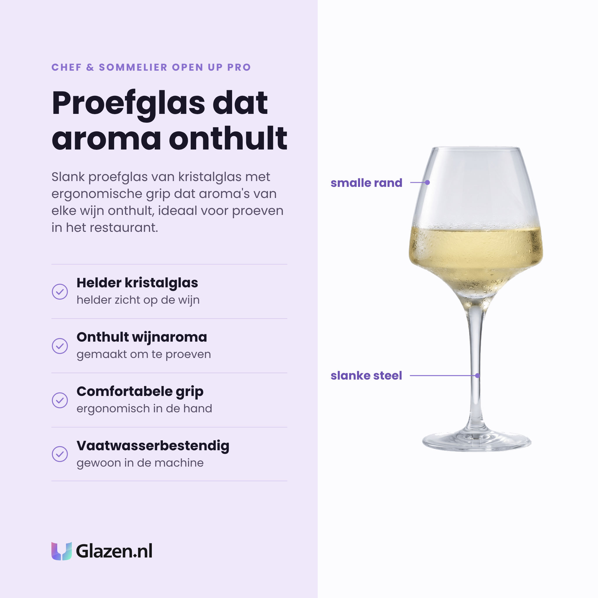 Chef & Sommelier Open Up Pro proefglas 32 cl eigenschappen: helder kristalglas, onthult wijnaroma bij proeven, comfortabele grip, vaatwasserbestendig