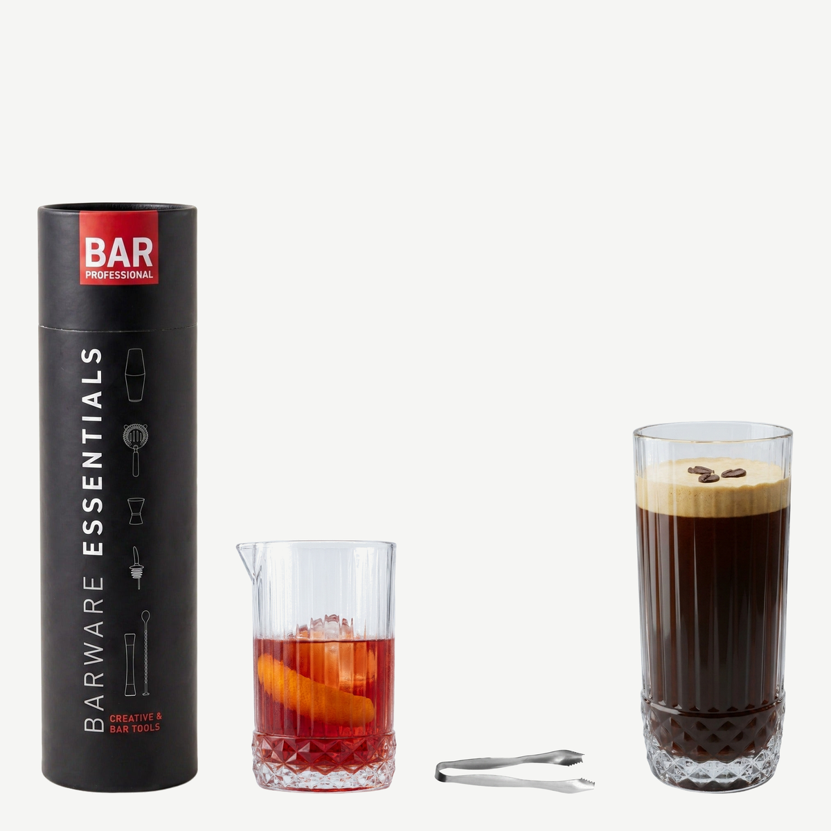 Cocktailbox compleet met barkit, mixglas, ijstang en cocktailglas