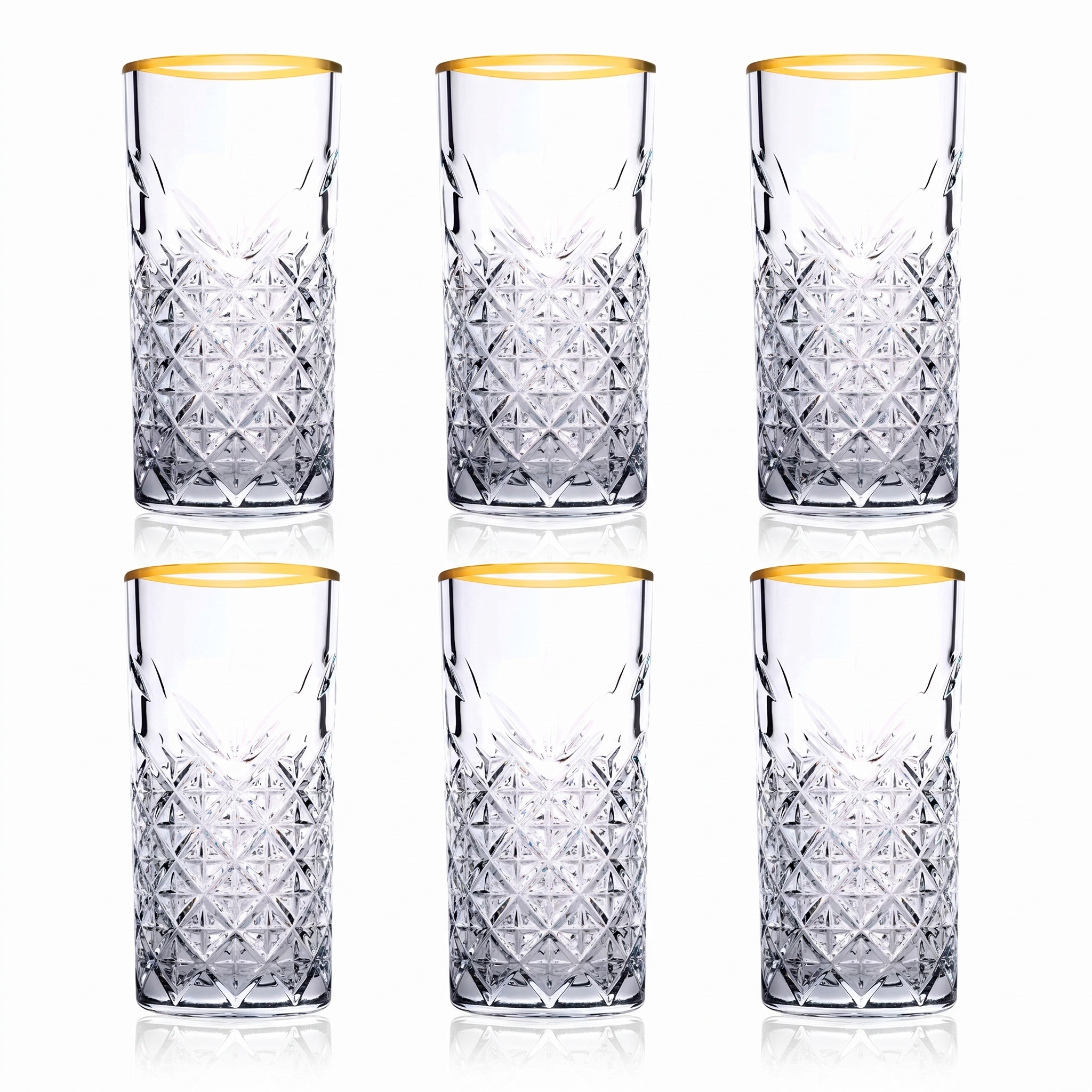 Pasabahce Timeless Longdrinkglas 29,5 Cl Gouden Rand - 4 Stuks - Glazen.nl
