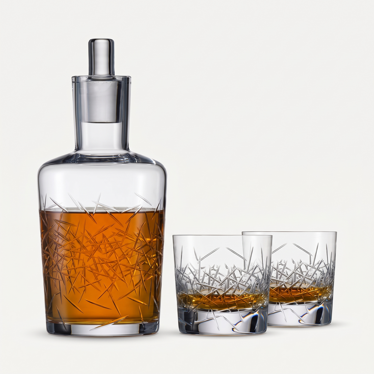 Zwiesel Glas Bar Premium No. 3 whiskyset met karaf en twee tumblers gevuld met whisky