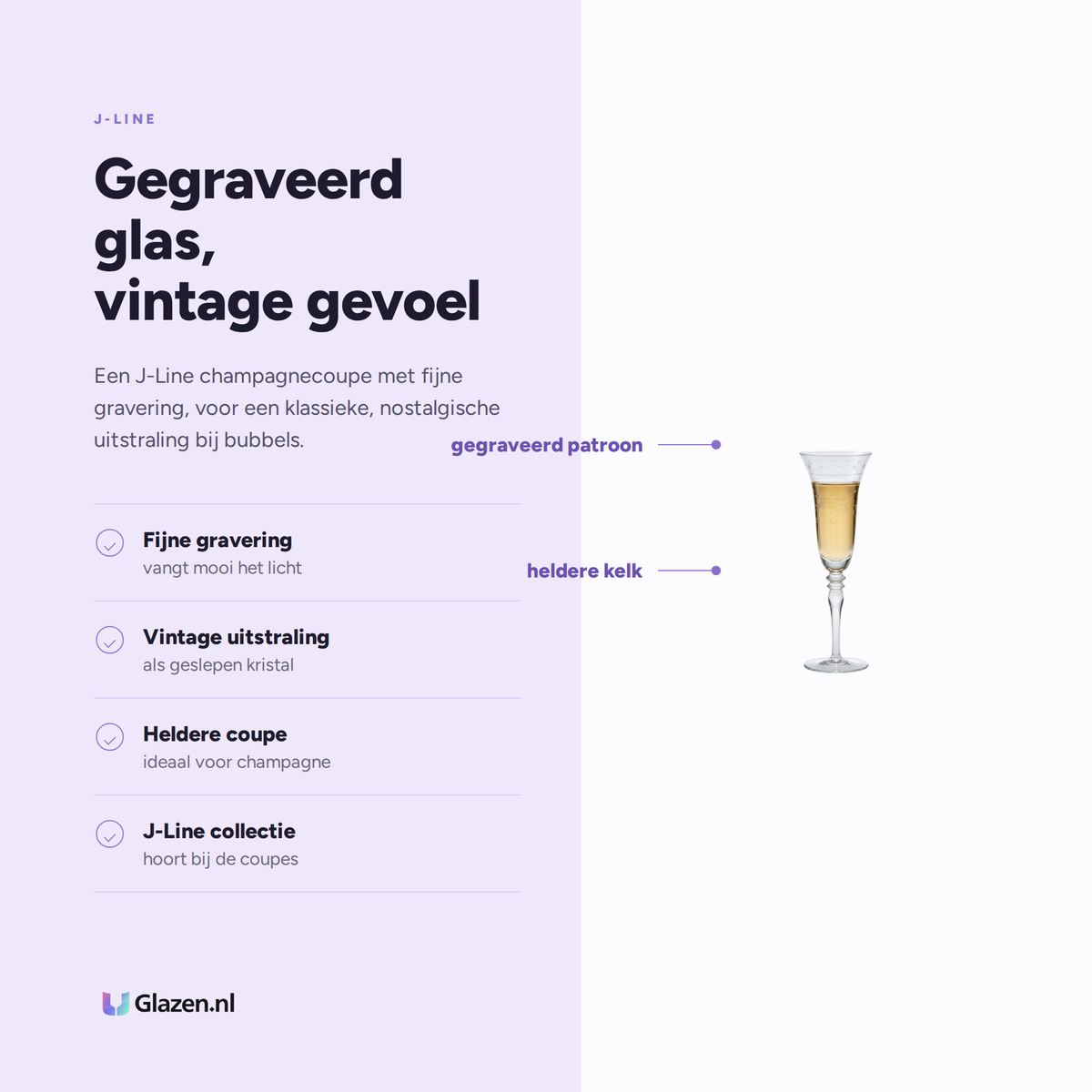 Eigenschappen van J-Line Champagneglas Gegraveerd Transparant
