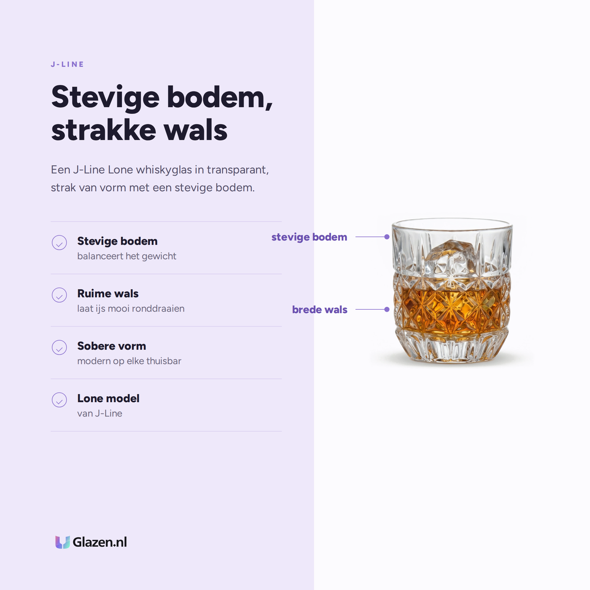 Eigenschappen van J-Line Lone Whiskyglas Transparant