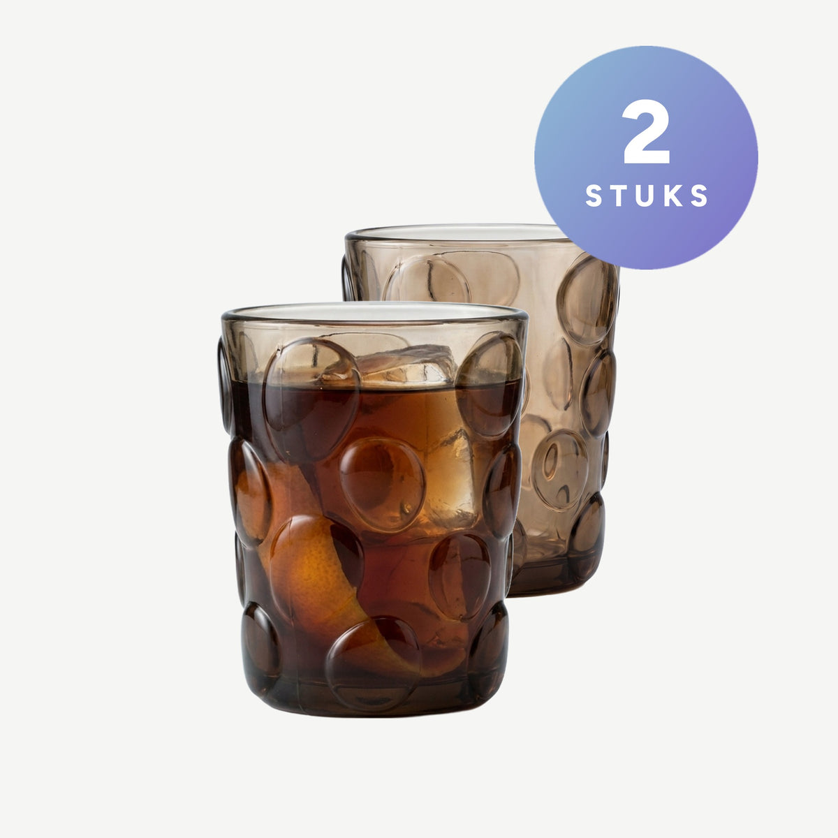 J-Line Waterglas Bruin/Donkerbruin Assorti - 2 Stuks, setbeeld met 2 stuks