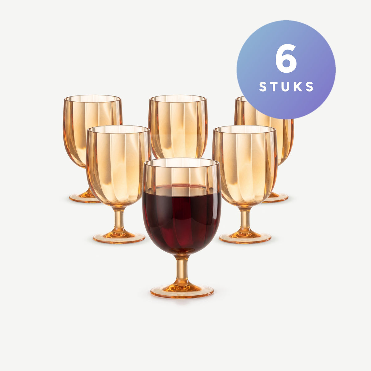 J-Line Wijnglas 31 Cl Onbreekbaar Oranje - 6 Stuks set van 6