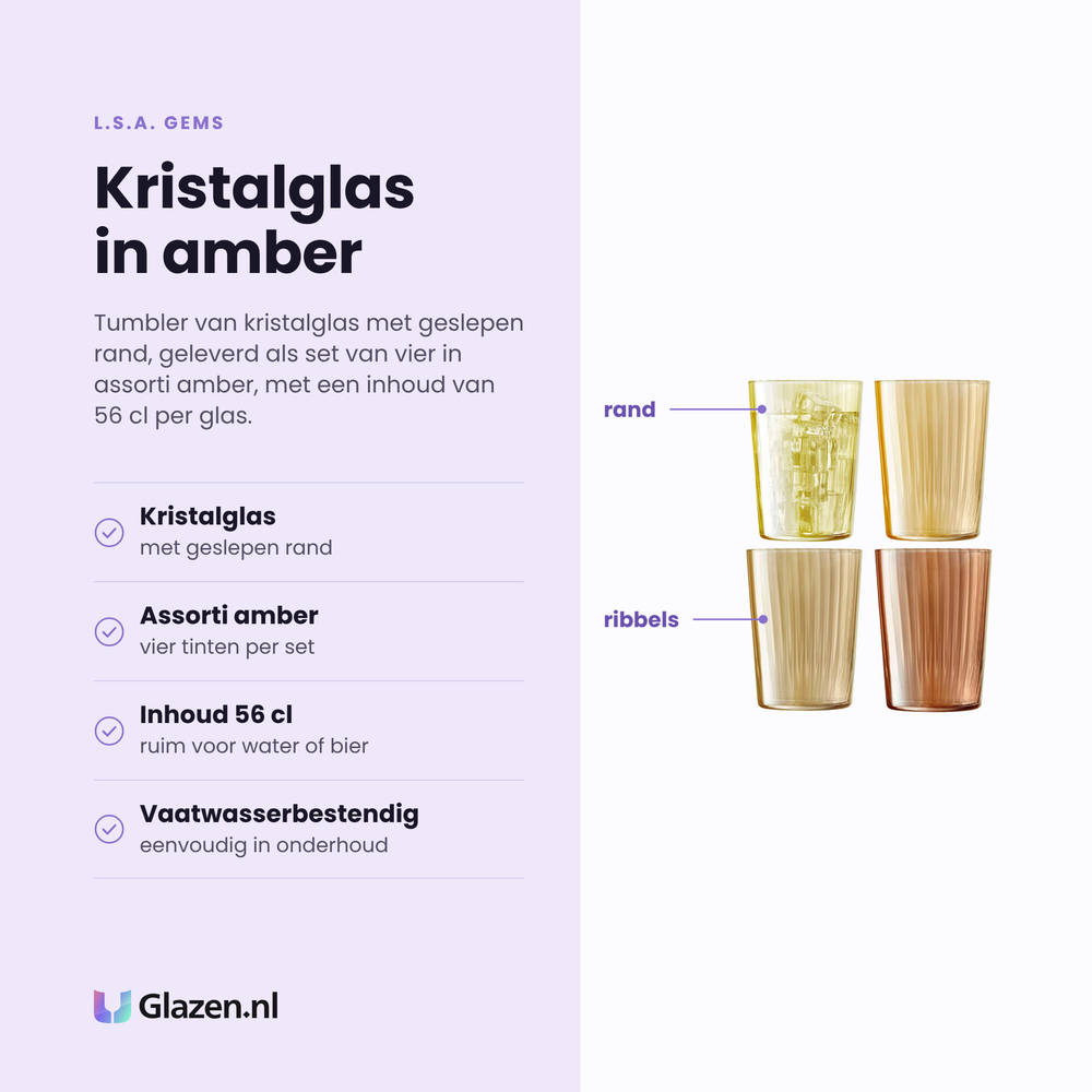 L.S.A. Gems Tumbler 56 Cl Sortiert Bernstein - 4 Stück