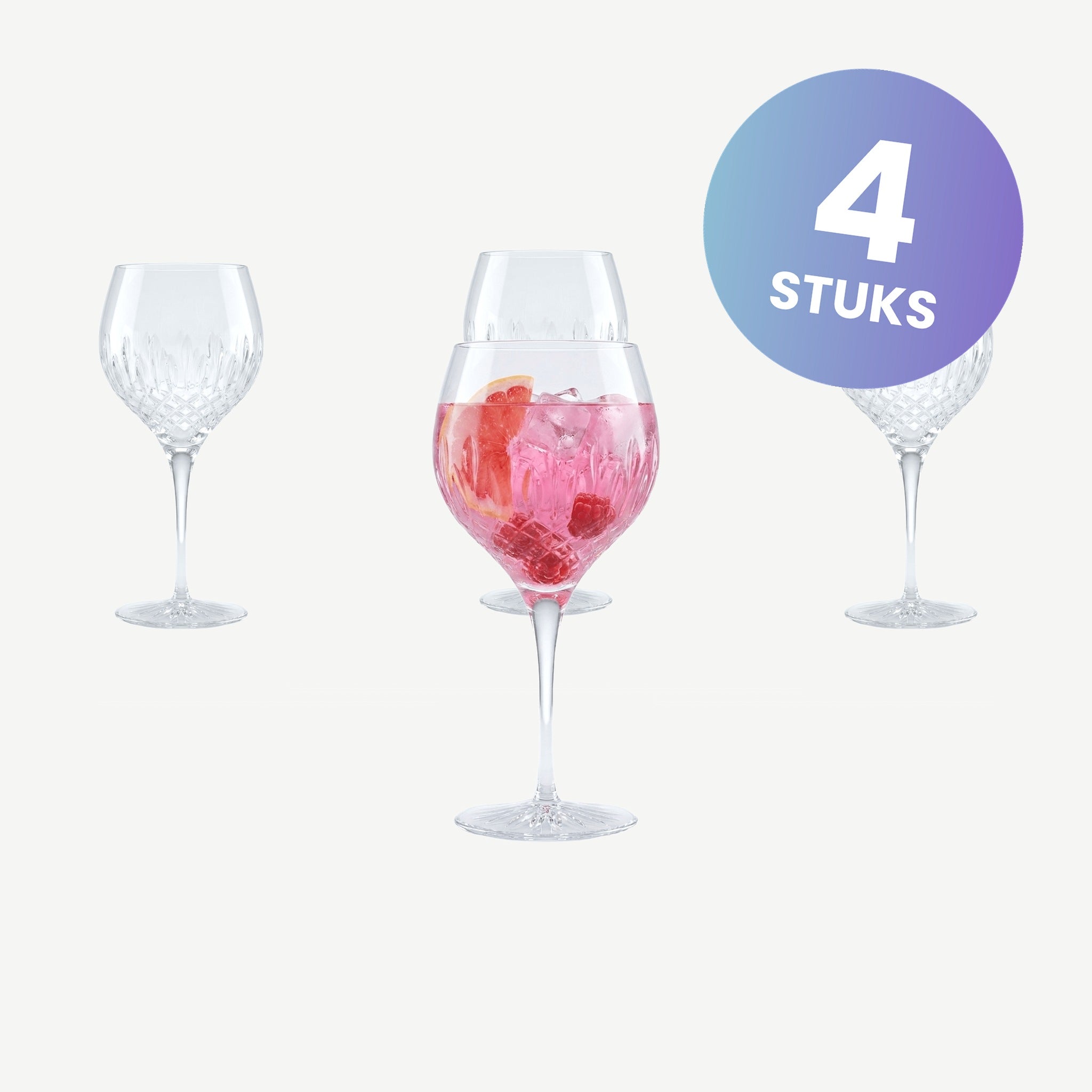 Luigi Bormioli Diamante Gin Tonic Glas 65 Cl - set van 4 glazen