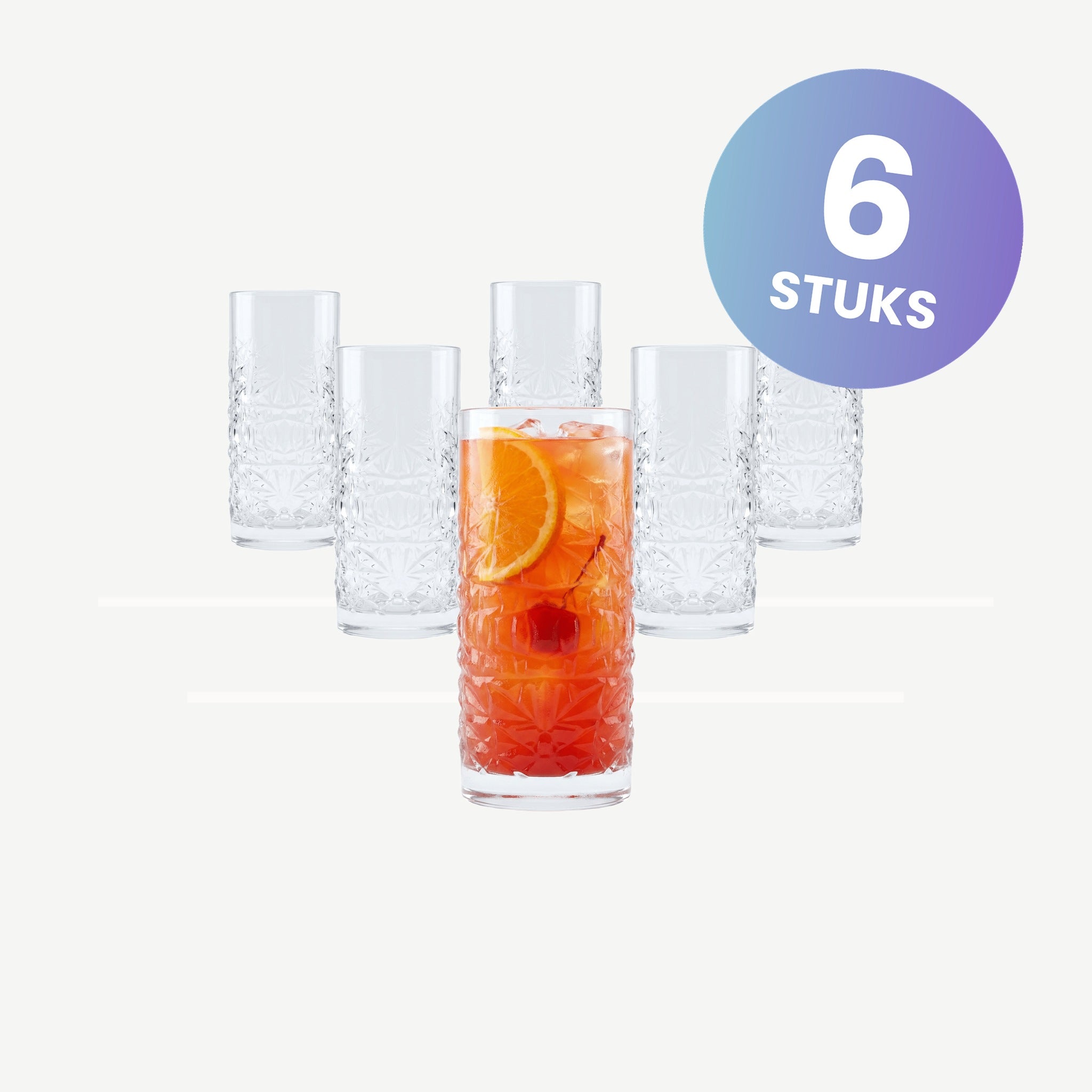 Luigi Bormioli Mixology Textures Hi-Ball 48 Cl - set van 6 glazen