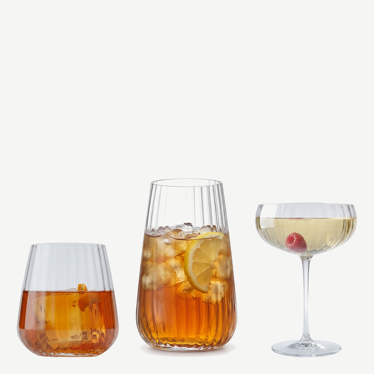 Luigi Bormioli Speakeasies Swing set met tumbler, hi-ball en coupe gevuld
