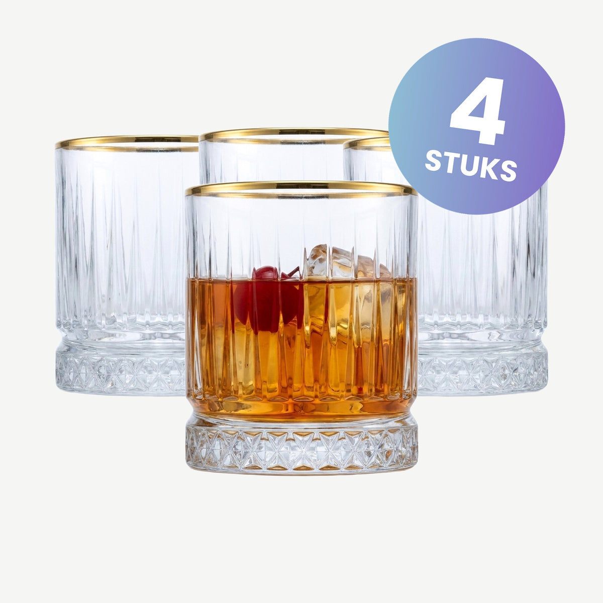 Pasabahce Elysia Tumbler 21 Cl Gouden Rand - set van 4 glazen