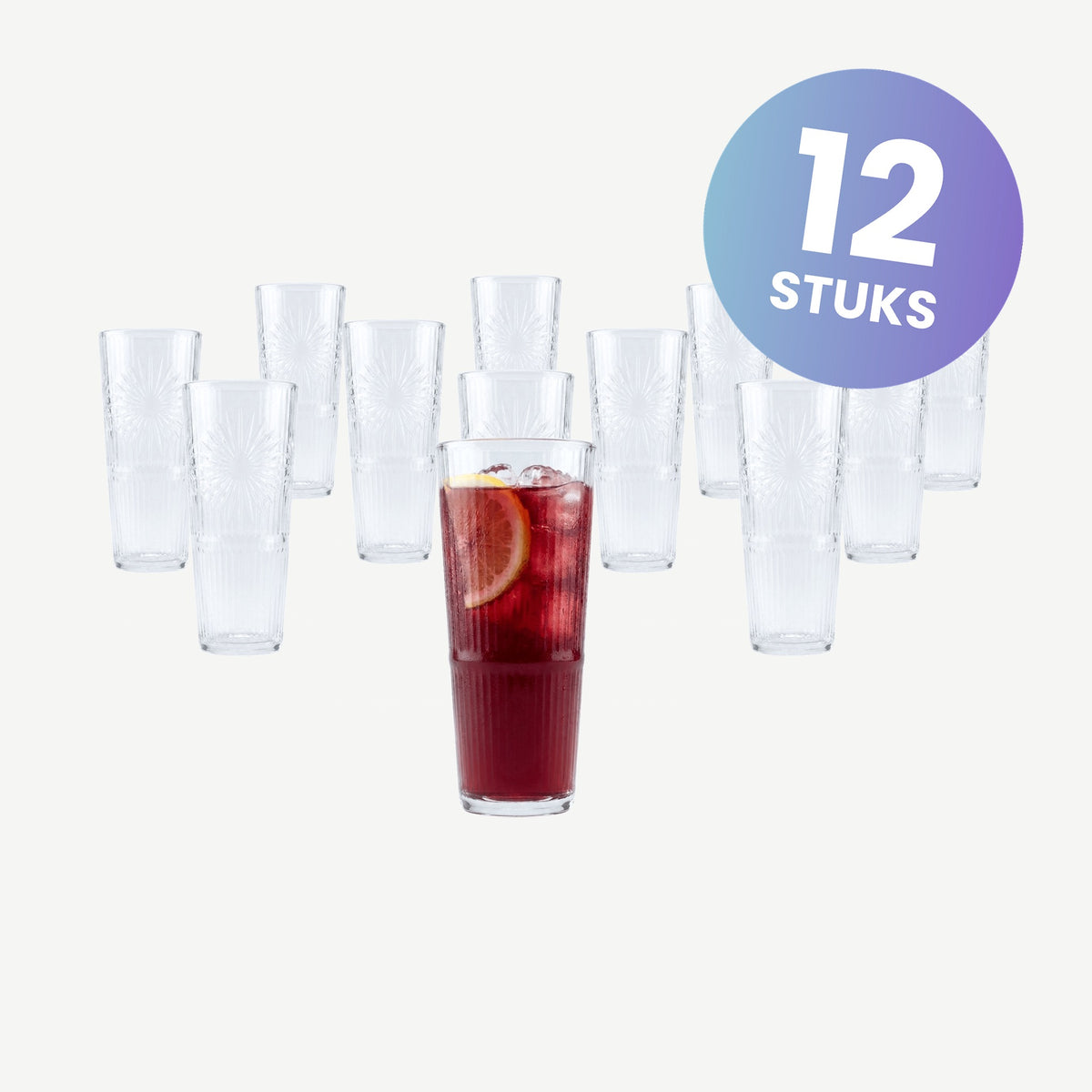 Pasabahce Grande Sunray Longdrinkglas 29,5 Cl - set van 12 glazen
