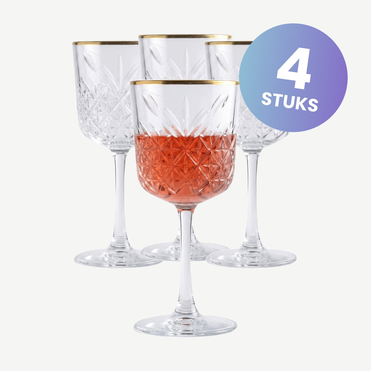 Pasabahce Timeless Wijnglas 33 Gouden Rand - set van 4 glazen