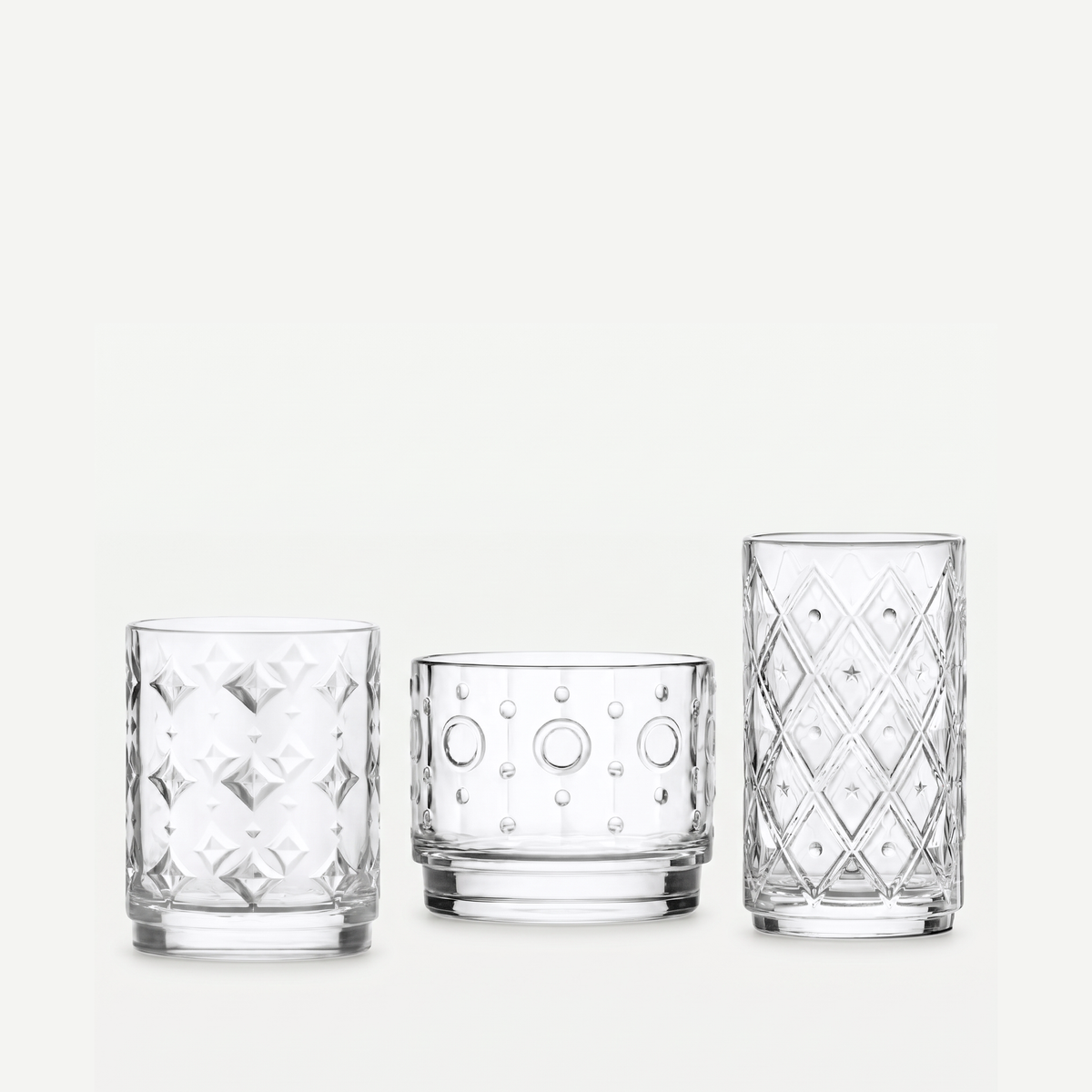RCR Circus tumblerset met drie lege glazen