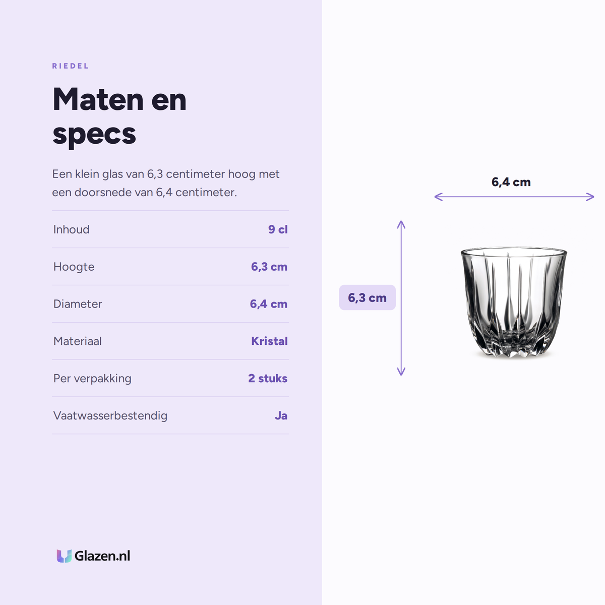Maten en specificaties van de Riedel Drink Specific Glassware Koffieglas 9 Cl - 2 Stuks