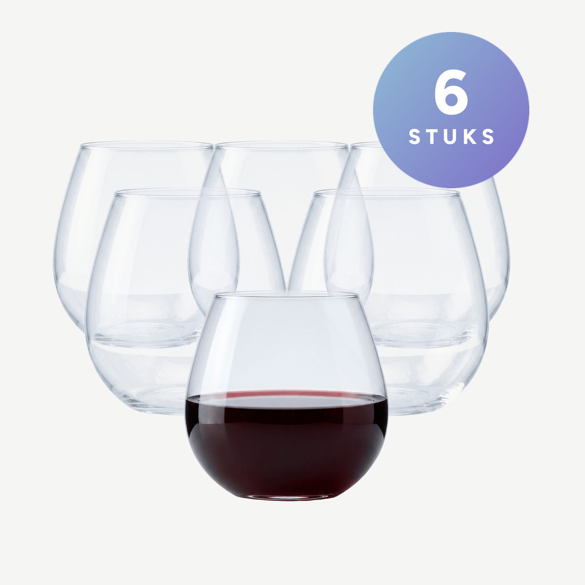 Set van 6 stuks Royal Leerdam Ronda Wijnglas 59 Cl - 6 Stuks op een gebroken witte achtergrond