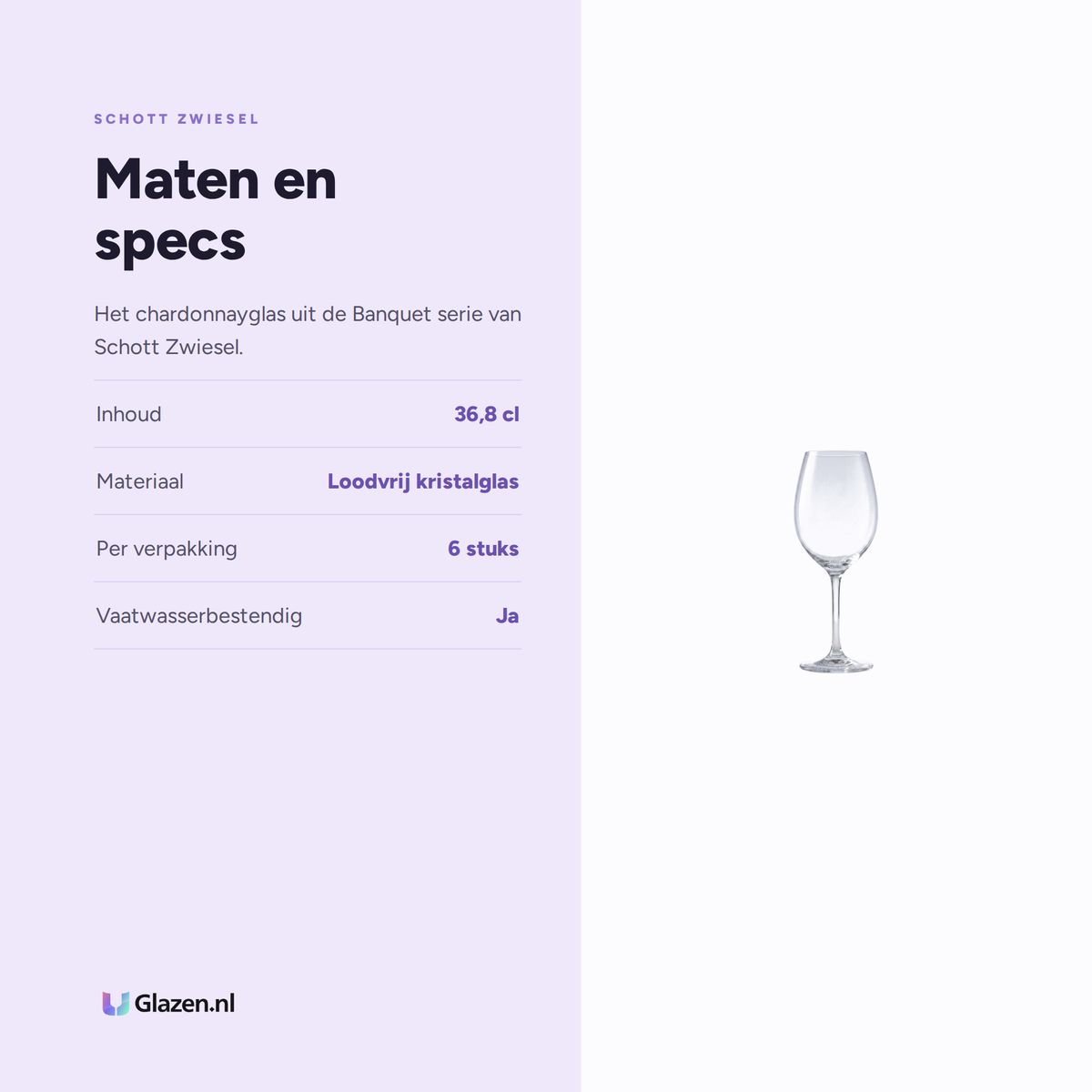 Maten en specs van Schott Zwiesel Banquet Chardonnayglas 36,8 Cl