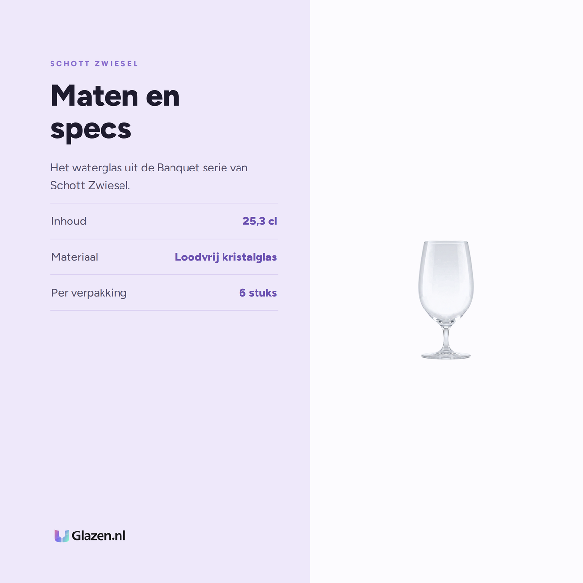 Maten en specs van Schott Zwiesel Banquet Waterglas 25,3 Cl