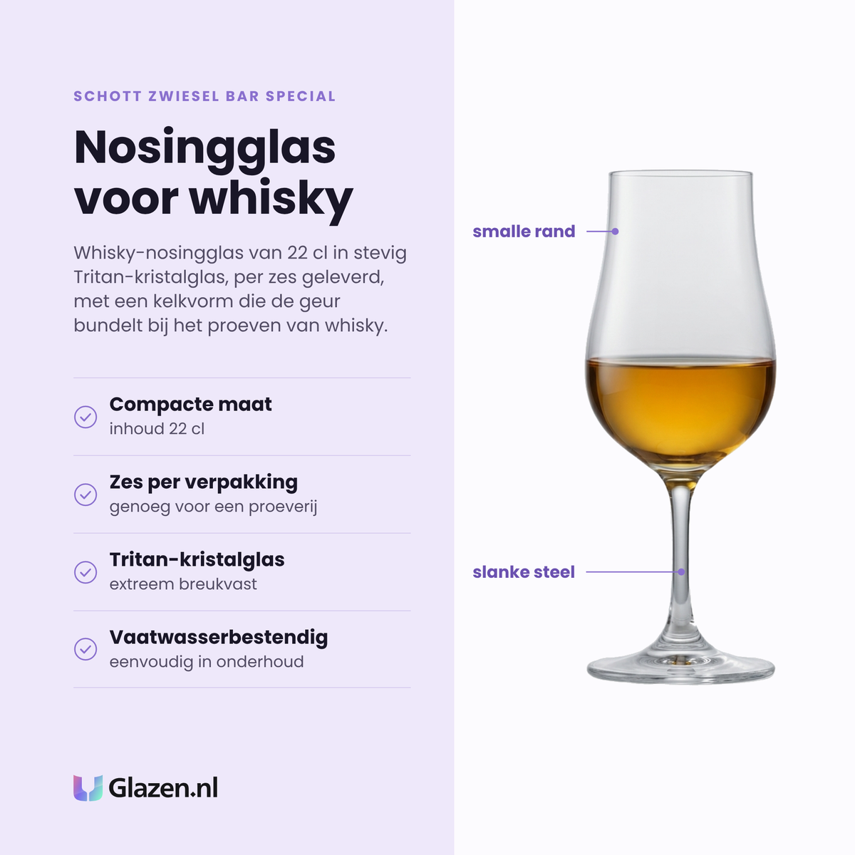 Schott Zwiesel Bar Special whisky nosingglas 22 cl eigenschappen: compacte maat 22 cl, zes glazen per verpakking, Tritan-kristalglas, vaatwasserbestendig
