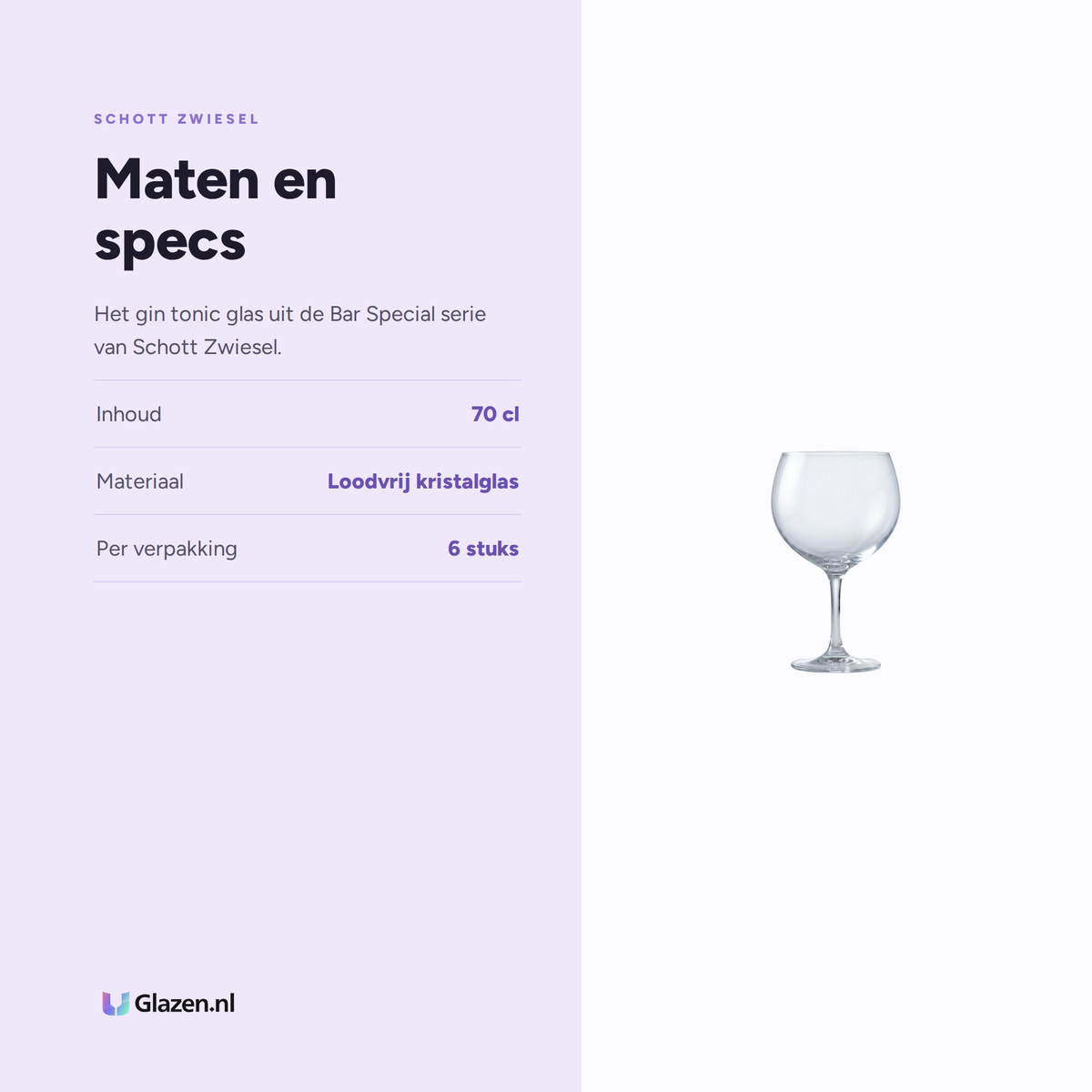 Maten en specs van Schott Zwiesel Bar Special Gin Tonic Glas 70 Cl