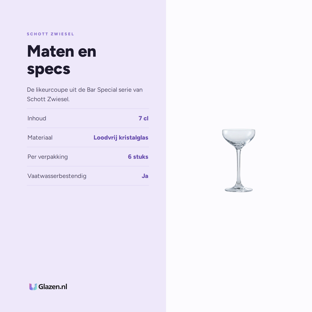Maten en specs van Schott Zwiesel Bar Special Likeurcoupe 7 Cl
